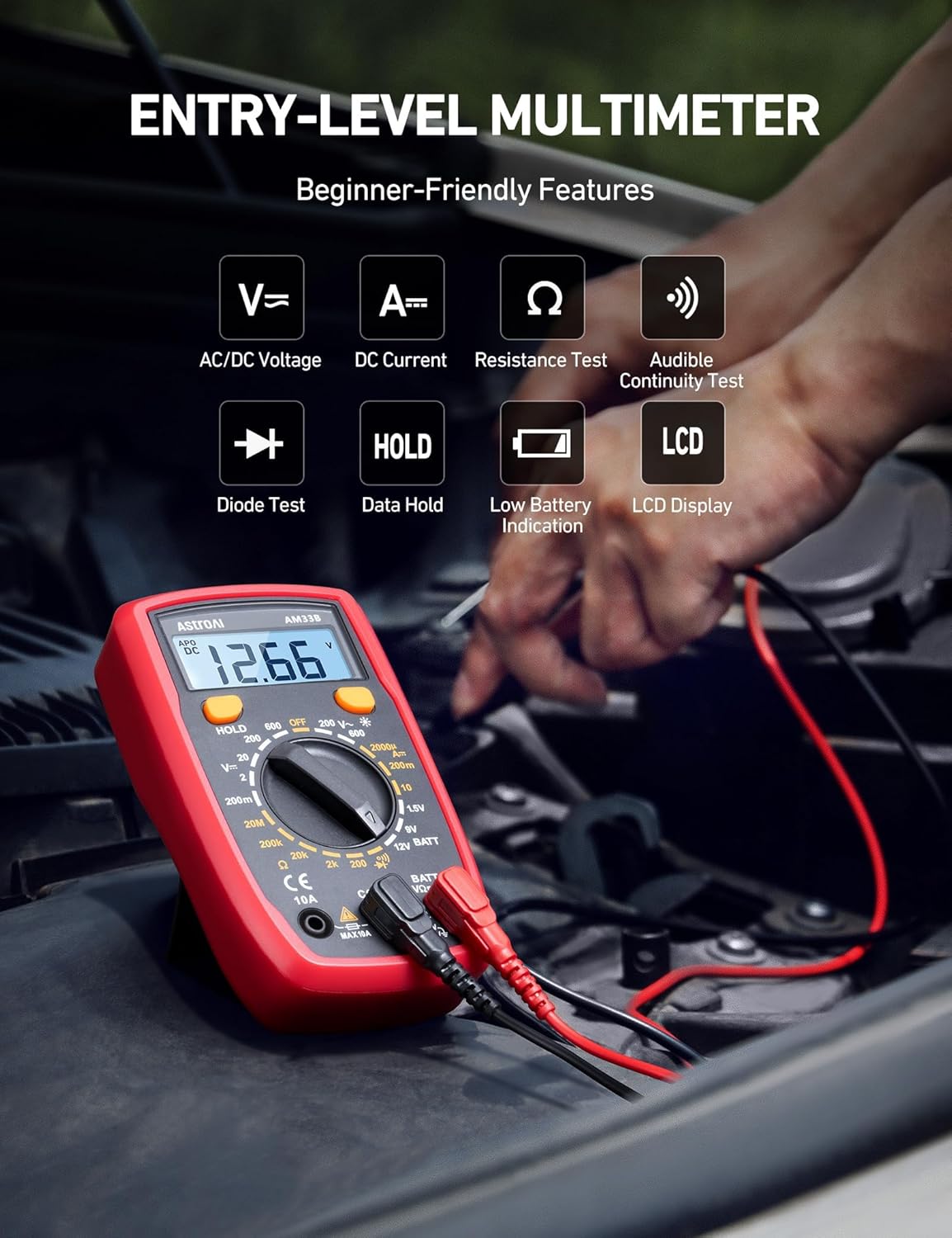 Detalle 2 de AstroAI Digital Multimeter 2000 Counts