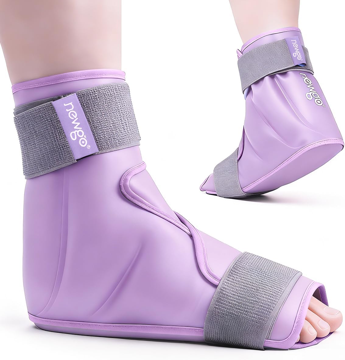 Detalle de NEWGO B0BYNSF4LB Foot Ice Pack Wrap, 360° Coverage, Purple