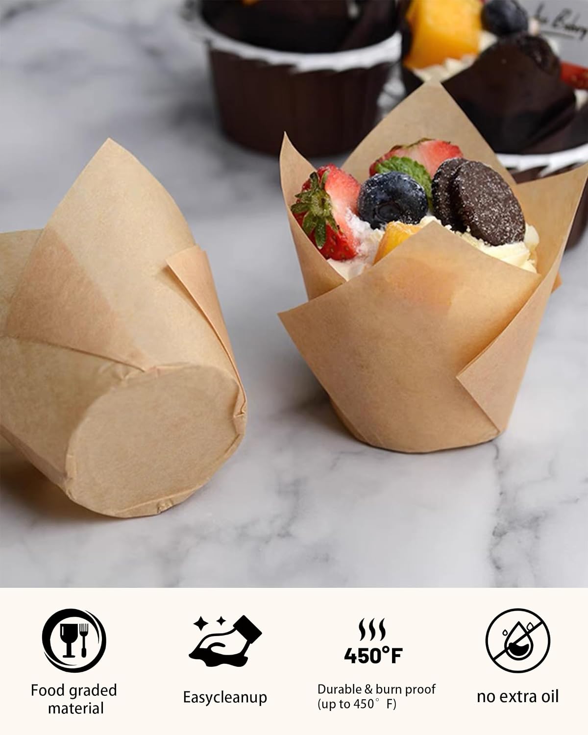 Detalle de Tikxlafe Tulip Cupcake Liners, Unbleached Paper