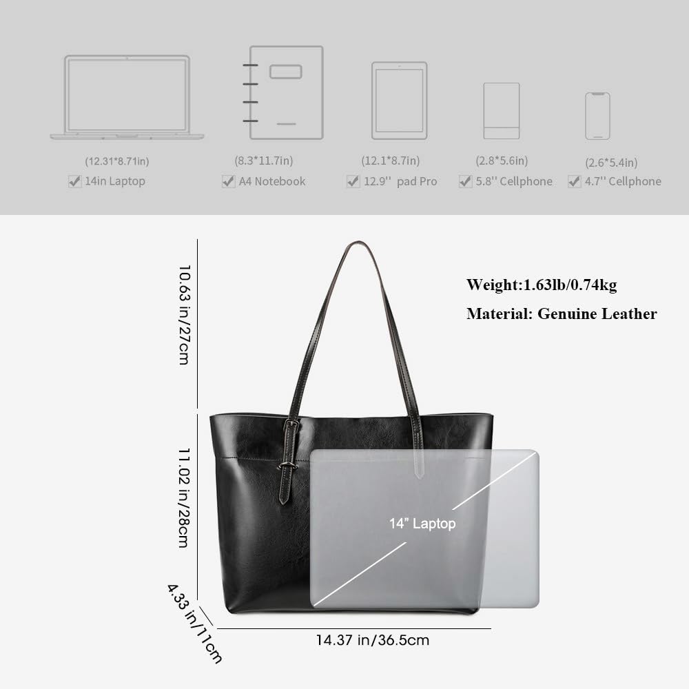 Thumbnail 2 de Kattee Sac Fourre-Tout Vintage Cuir 35x13x27 cm