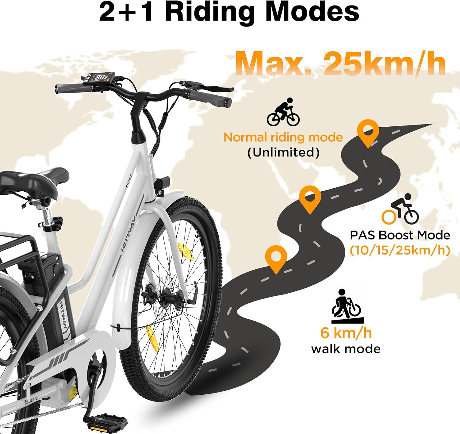 Thumbnail 2 de Vélo électrique HITWAY BK8S 27,5 pouces 36V 13Ah, moteur 250W (jusqu’à 25 km/h)