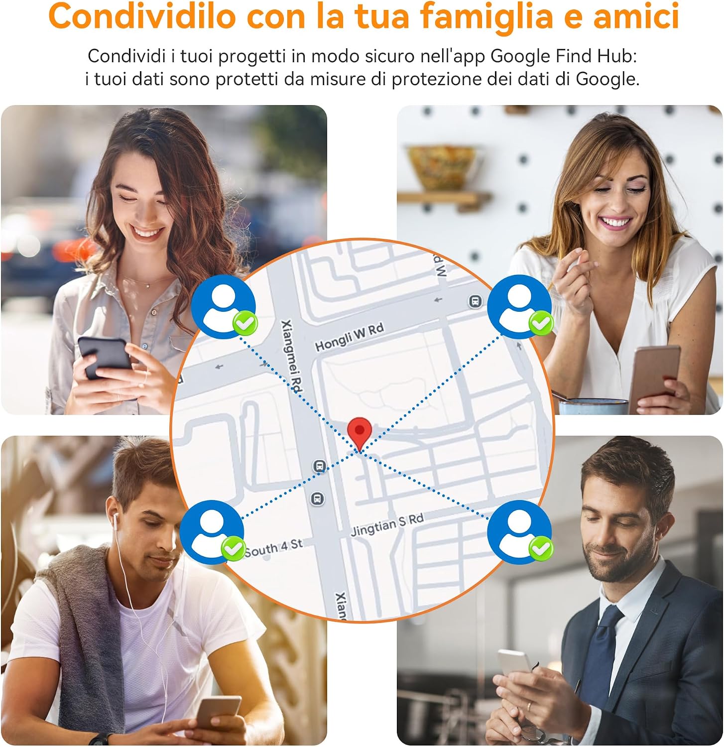 Detalle de Air Tracker Android: 4 Smart Tag Bluetooth compatibili con Google Find Hub per chiavi, bagagli e portafogli
