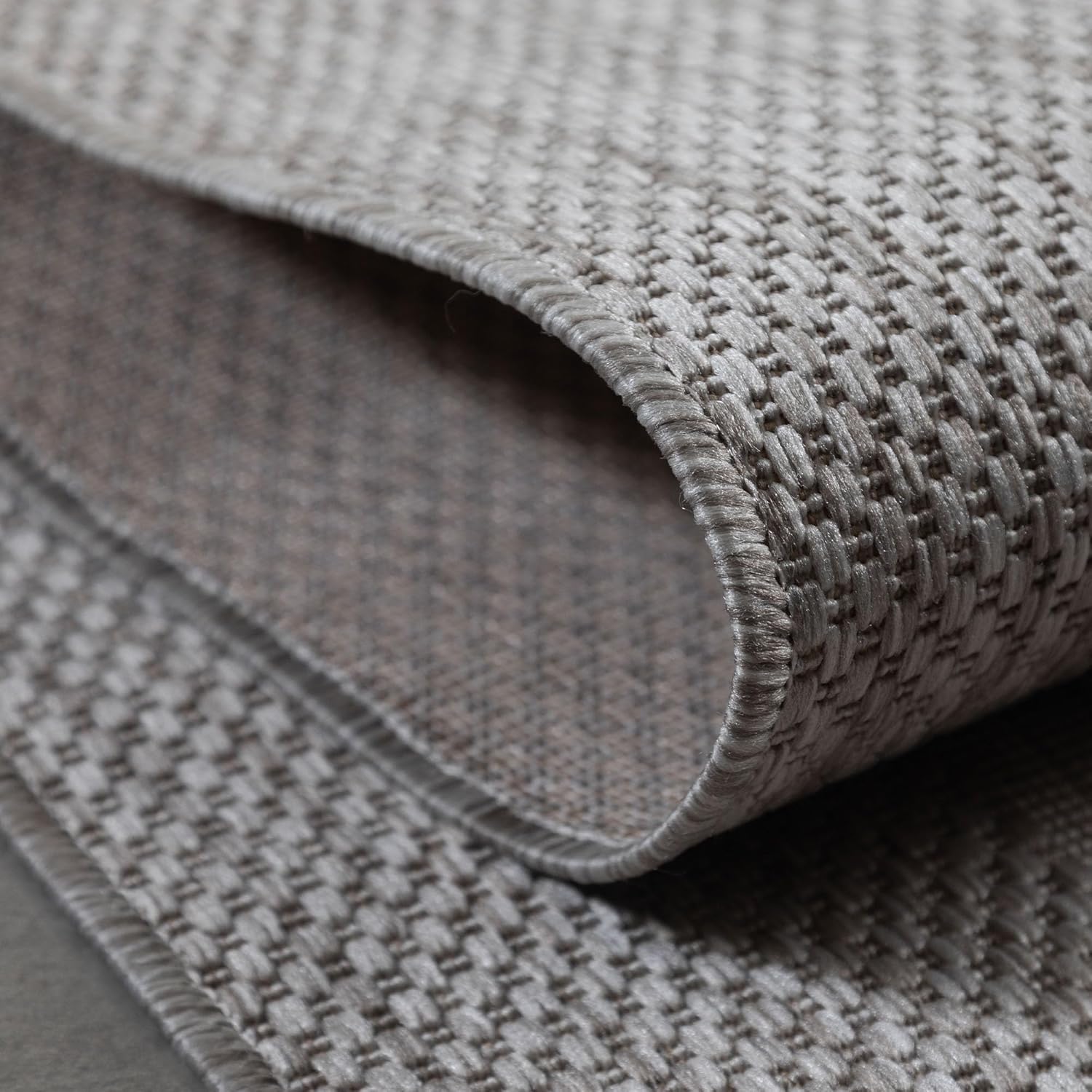 Thumbnail 4 de Outdoor Teppich Wetterfest Silber, 280 × 370 cm – Flachgewebe Sisal-Look für Terrasse, Balkon oder Küche