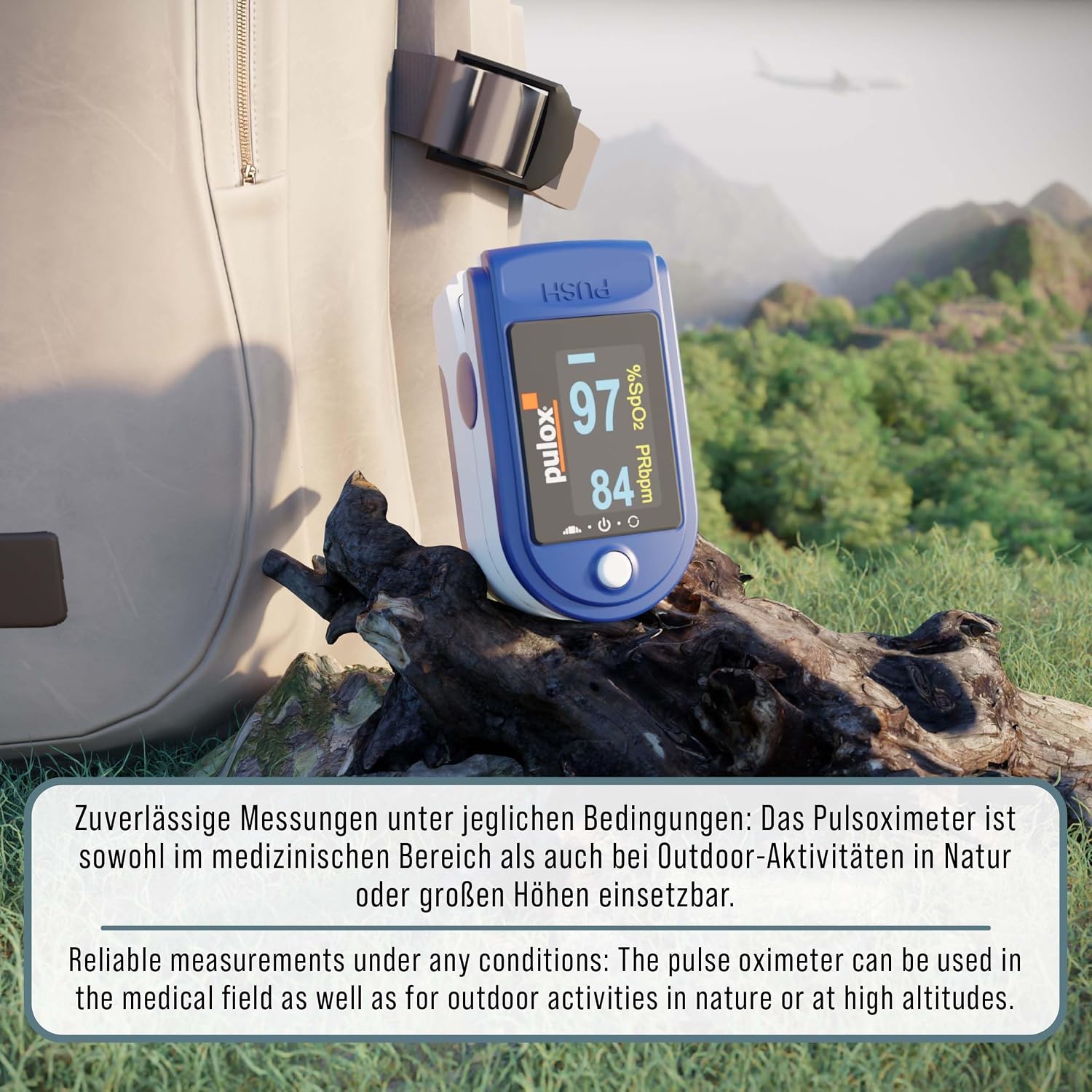 Detalle 2 de Pulox PO-200 Solo Pulsoximeter Blau – zuverlässige Messung von SpO2, Puls und PI