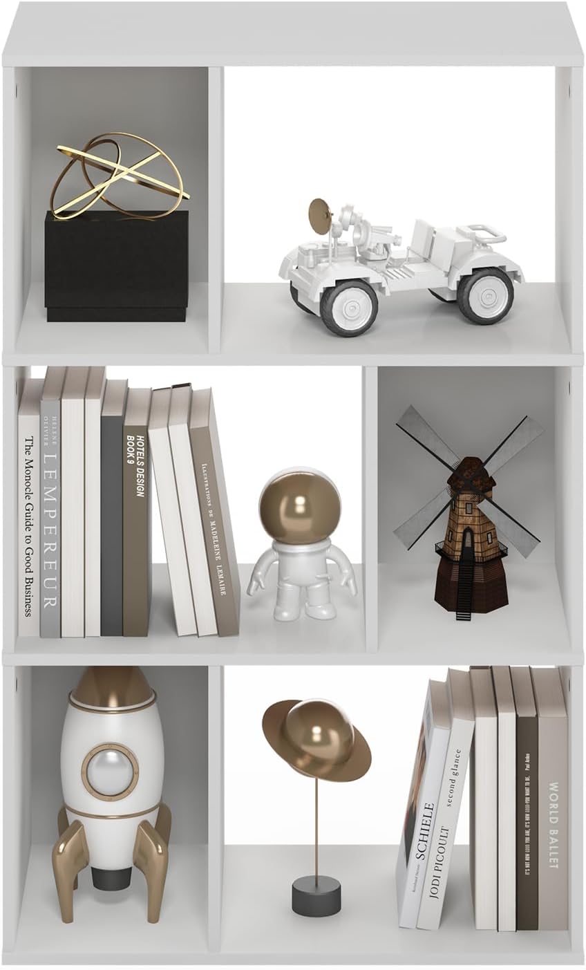 Thumbnail 3 de Furinno DALY Libreria 6 Cubi: organizer a cubi irregolari in bianco, ideale per soggiorno e ufficio