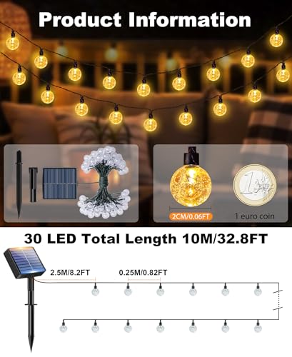 Thumbnail 1 de btfarm 10M Guirnaldas Luces Exterior Solar – 30 LEDs, 8 Modos, Memoria, Impermeable