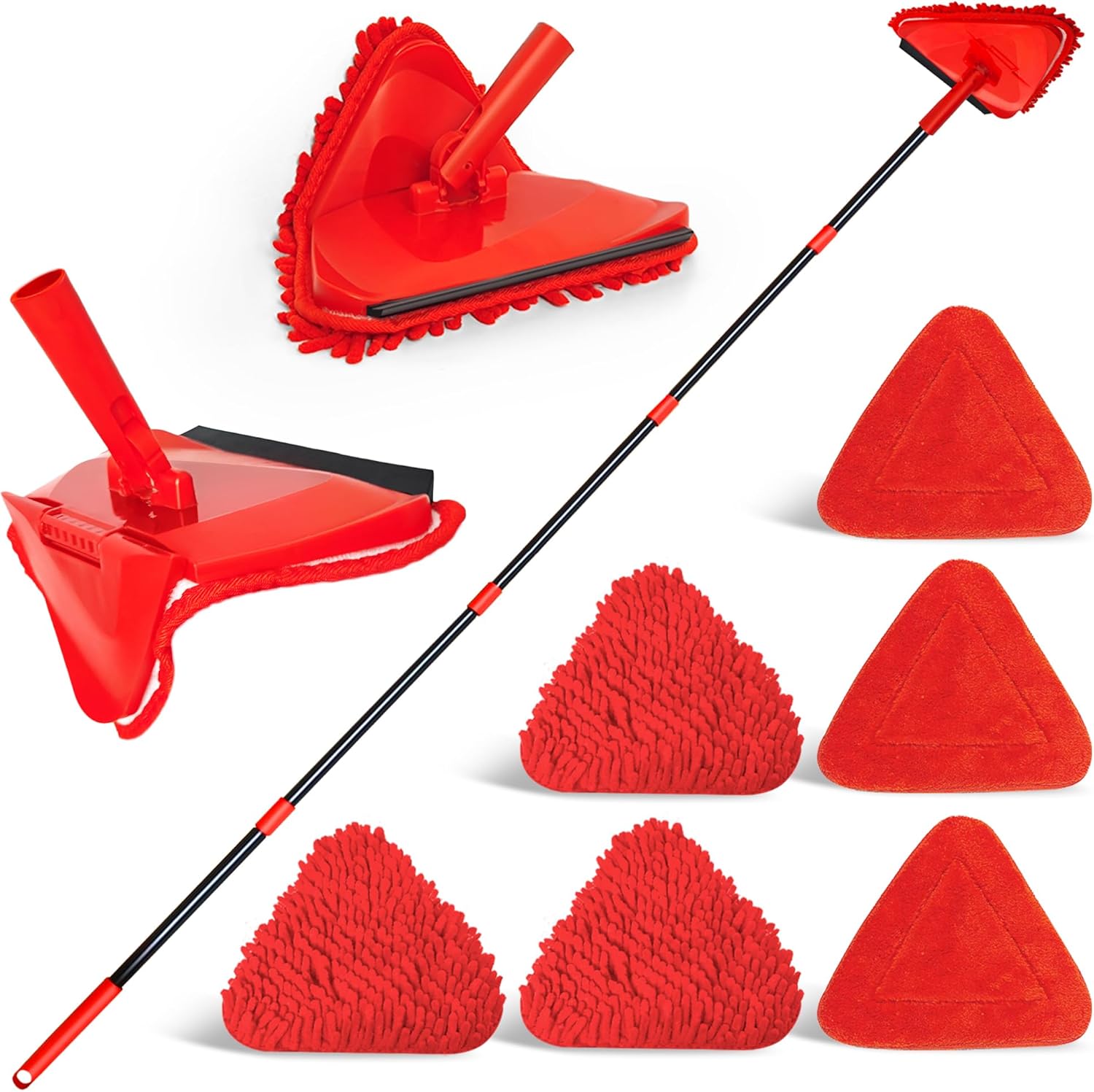 Thumbnail 6 de NEWE Vadrouille de nettoyage triangulaire avec manche long 202 cm, pliable à 180° et raclette à murs peints