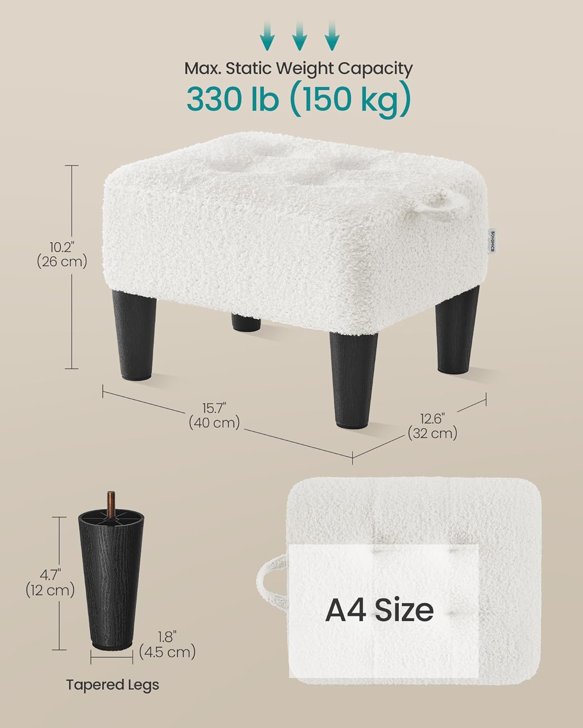 Detalle de SONGMICS Teddy Fleece Footstool
