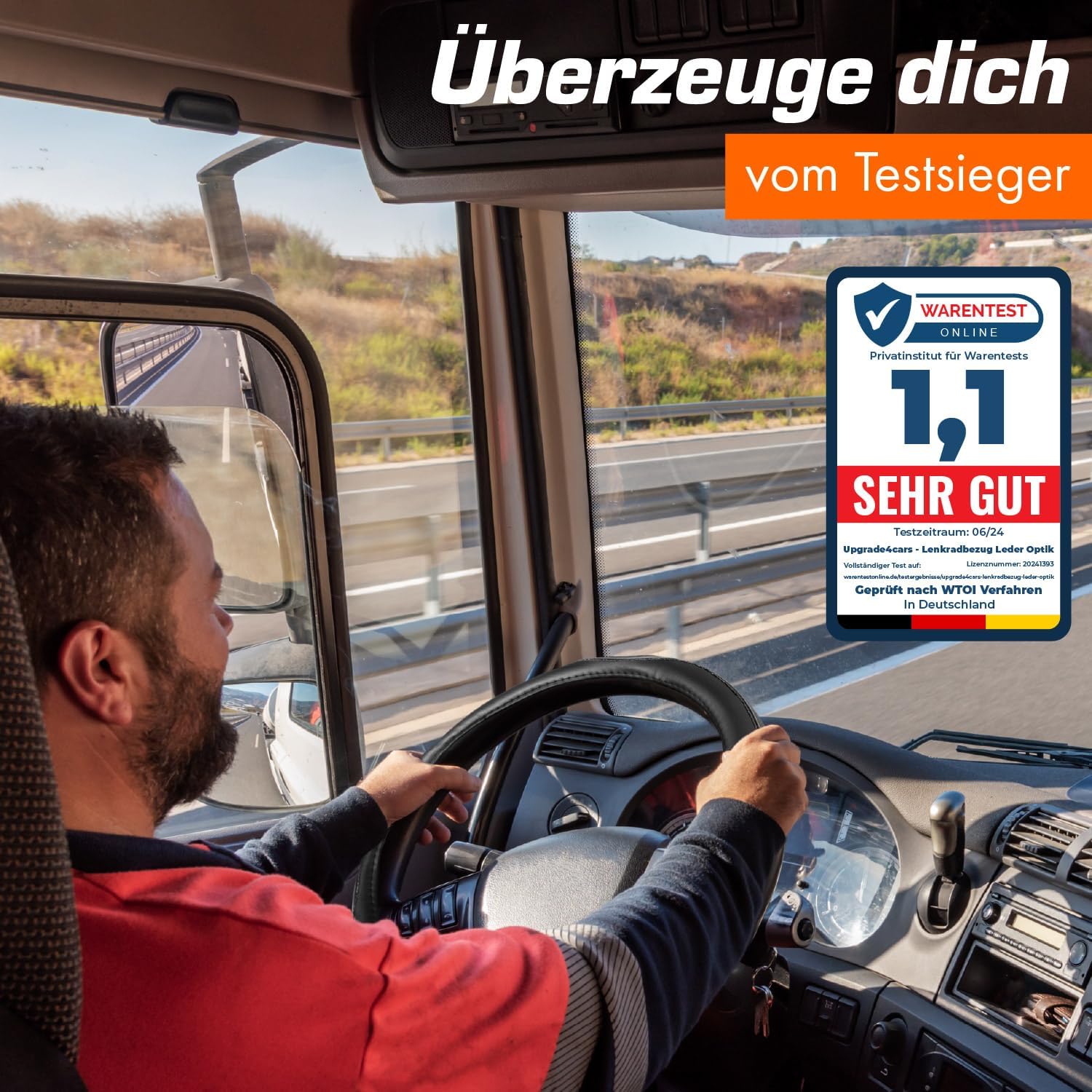 Detalle 2 de Upgrade4cars LKW Lenkradbezug 44-46 cm – Schwarzer Universal-Schoner für Sommer & Winter