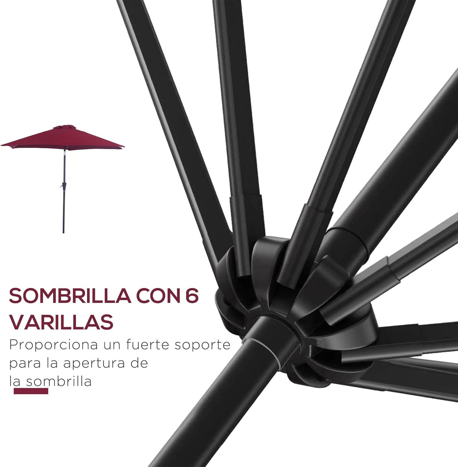 Thumbnail 7 de Outsunny Sombrilla de Jardín Reclinable Ø260cm ☂