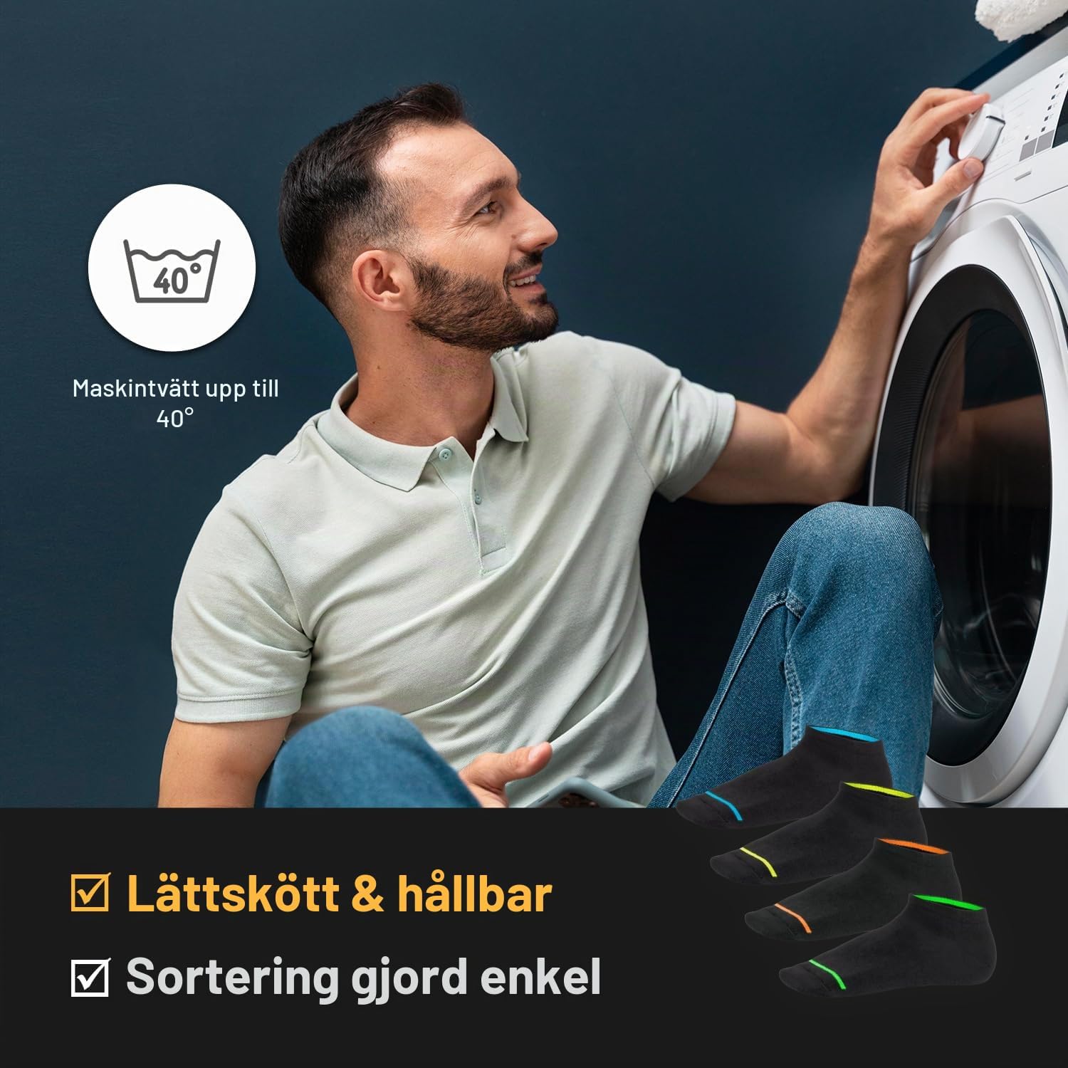 Detalle 2 de Footstar korta sneakersstrumpor, 8 par i bomullsblandning med neondetaljer