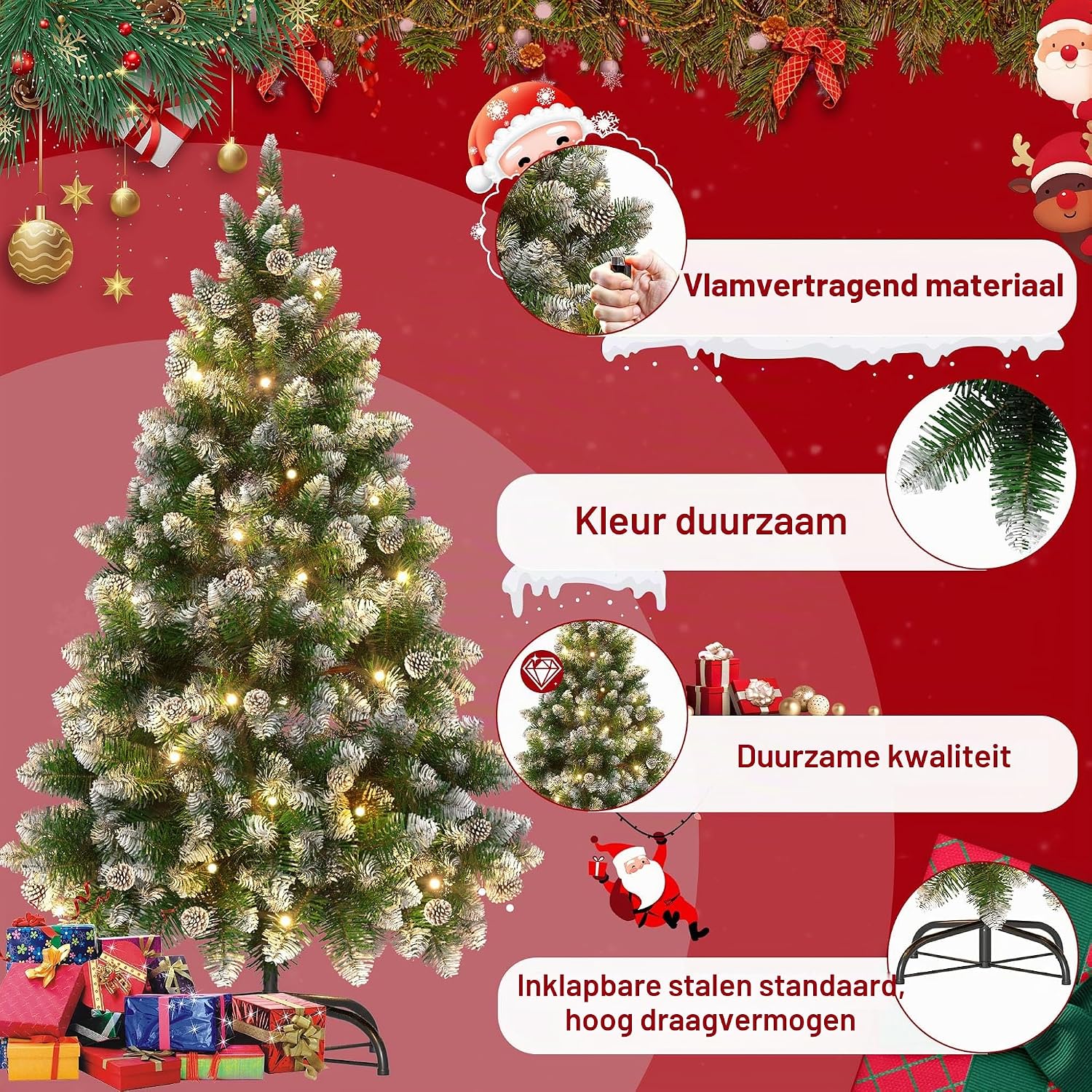 Thumbnail 4 de Aufun WTC1000C-31 kunstkerstboom van 120 cm met 180 warmwitte ledlampjes