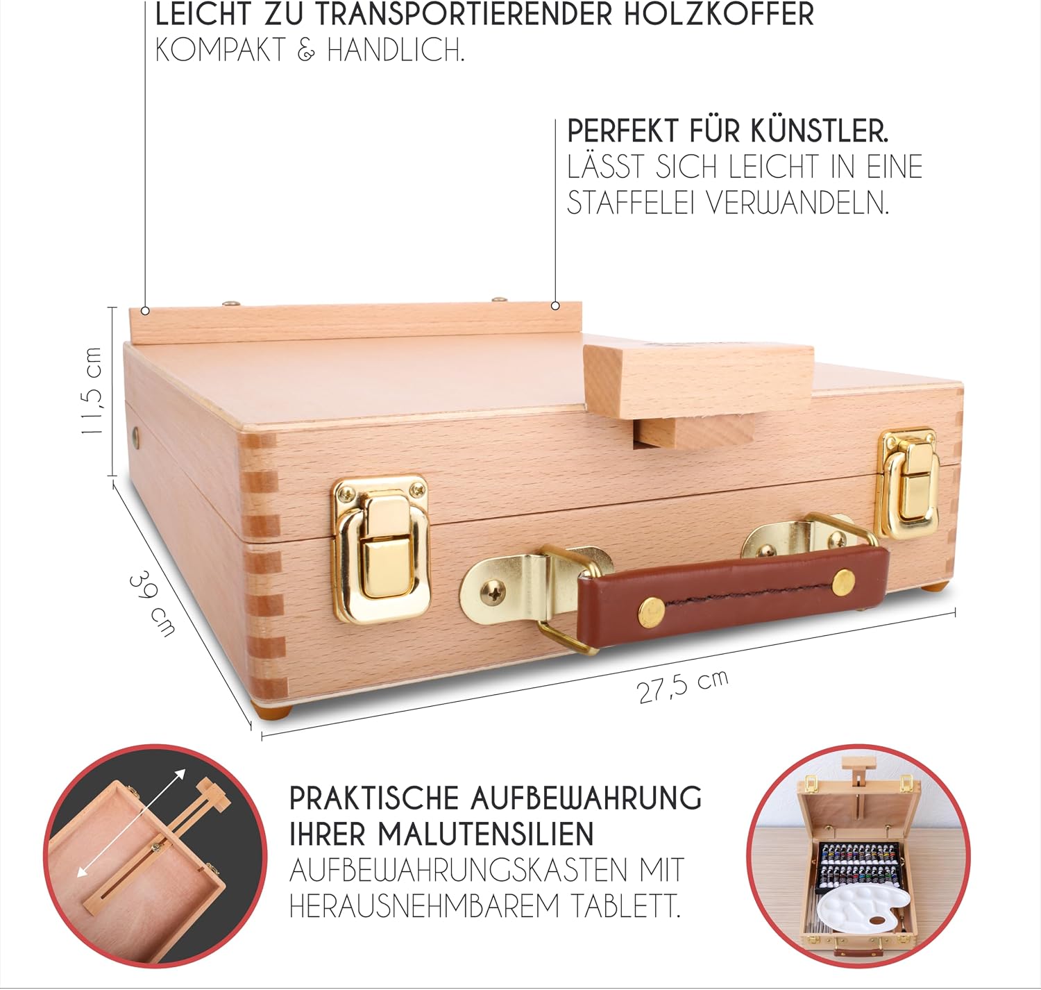 Detalle 2 de Staffelei mit Ölfarben Set Malset 41 Teile