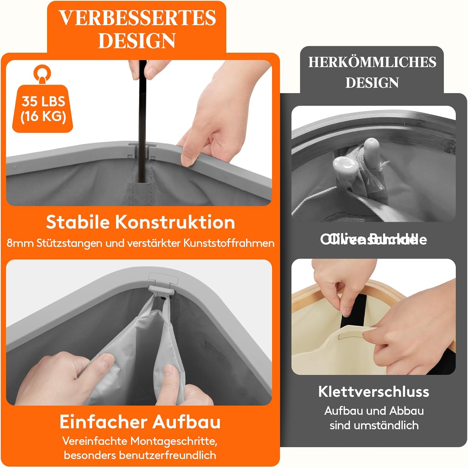 Thumbnail 3 de Lifewit 105L Wäschekorb mit Deckel – stabil, faltbar, mit Innenbeutel