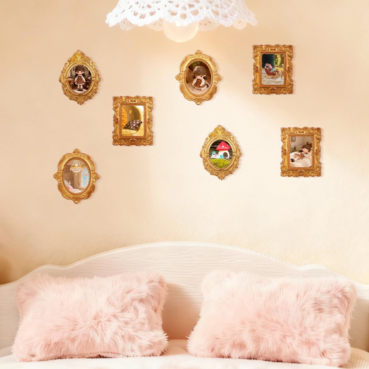 Detalle de MAGICLULU 15Pcs Miniature Photo Frames: Vintage Resin Frames for Dollhouses and Crafts