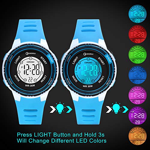 Thumbnail 4 de Juboos reloj electrónico para niños con luces LED, alarma y cronómetro (resistente al agua 5ATM)