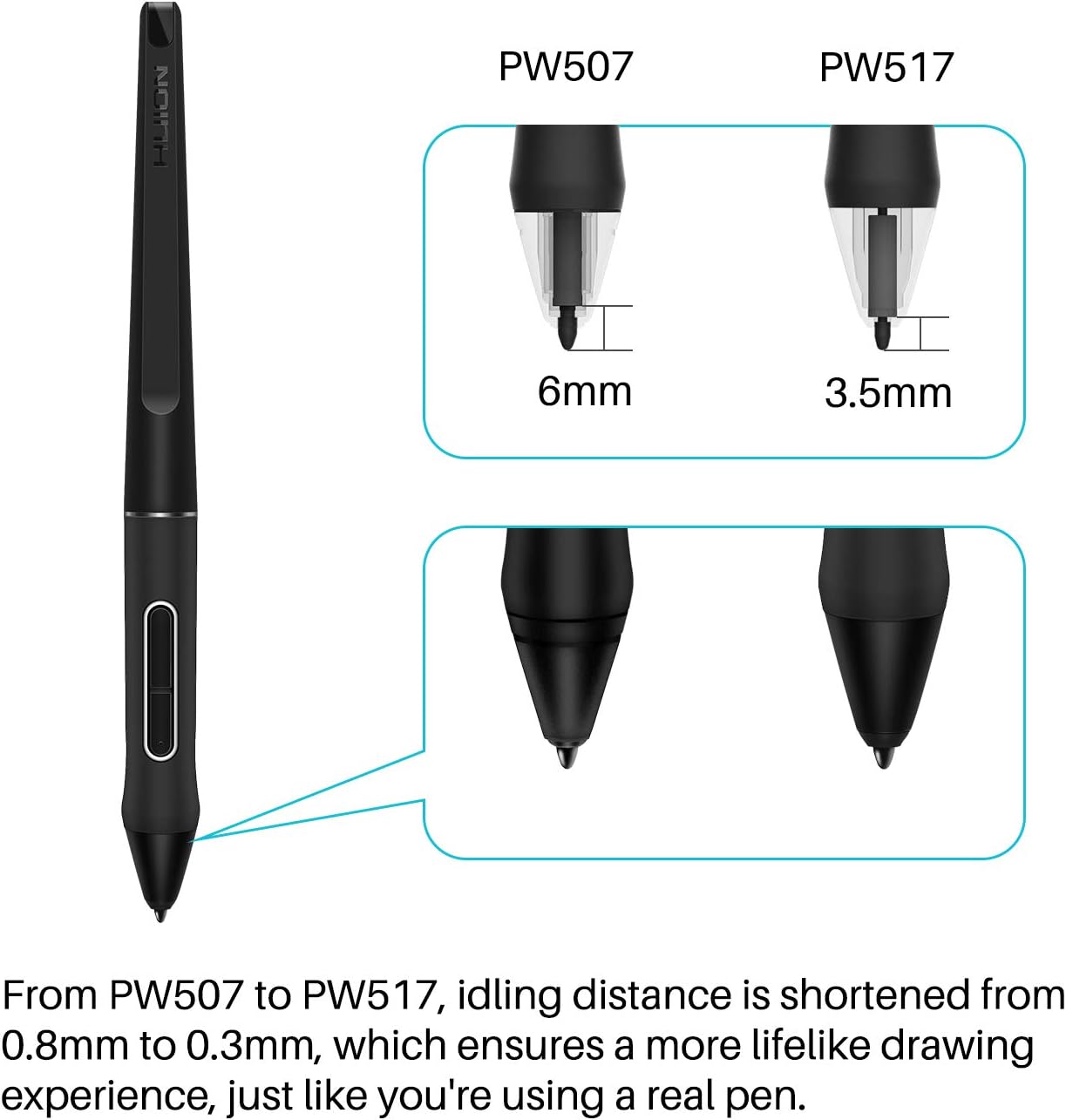 Detalle 2 de HUION PW517 stylet 8192 niveaux đź–Š