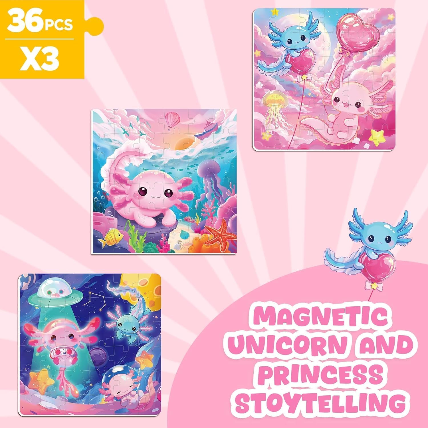 Thumbnail 6 de CutteeyFyry Axolotl magnetic puzzles, 36 pcs