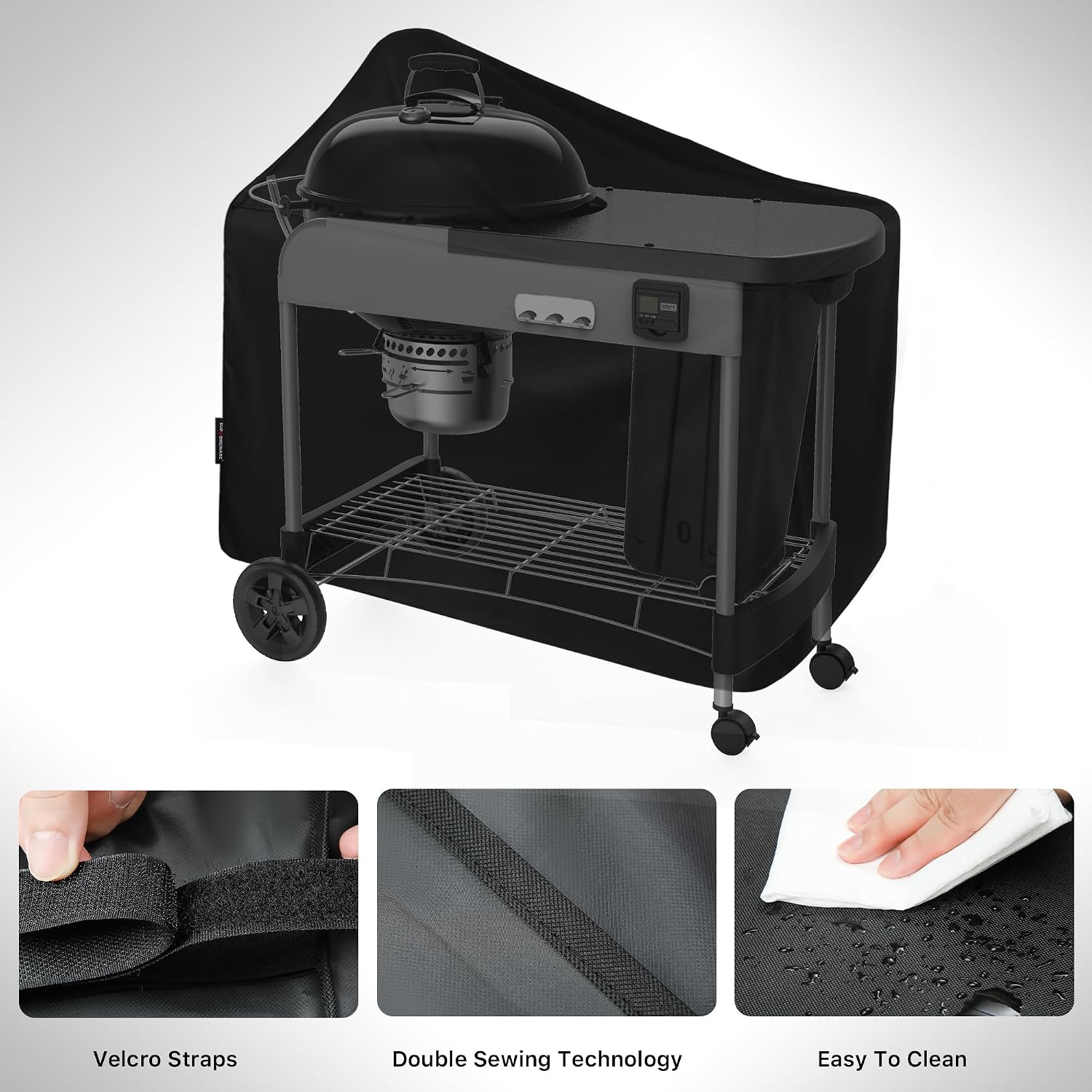 Detalle de Suphomeware H 7152 BBQ Grill Cover, 600D Waterproof Polyester, Black