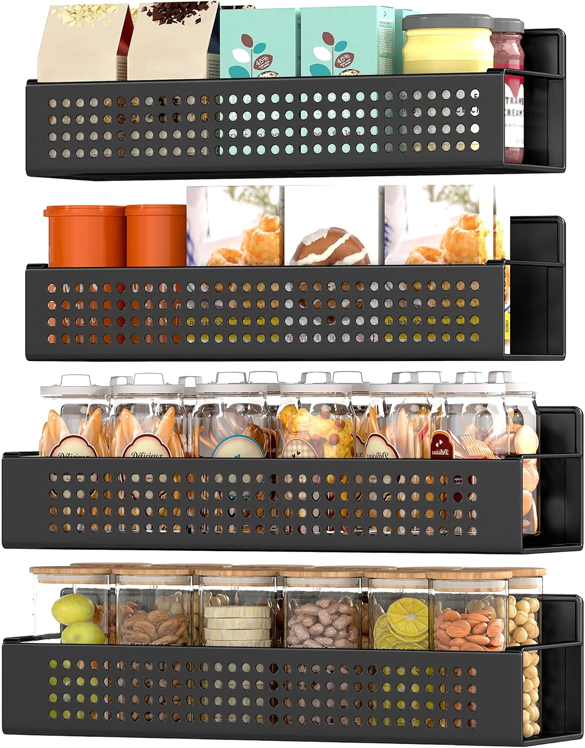 Detalle de SONGMICS BEQUE Collection KCS061B01 Magnetic Spice Rack, 4 Steel Shelves