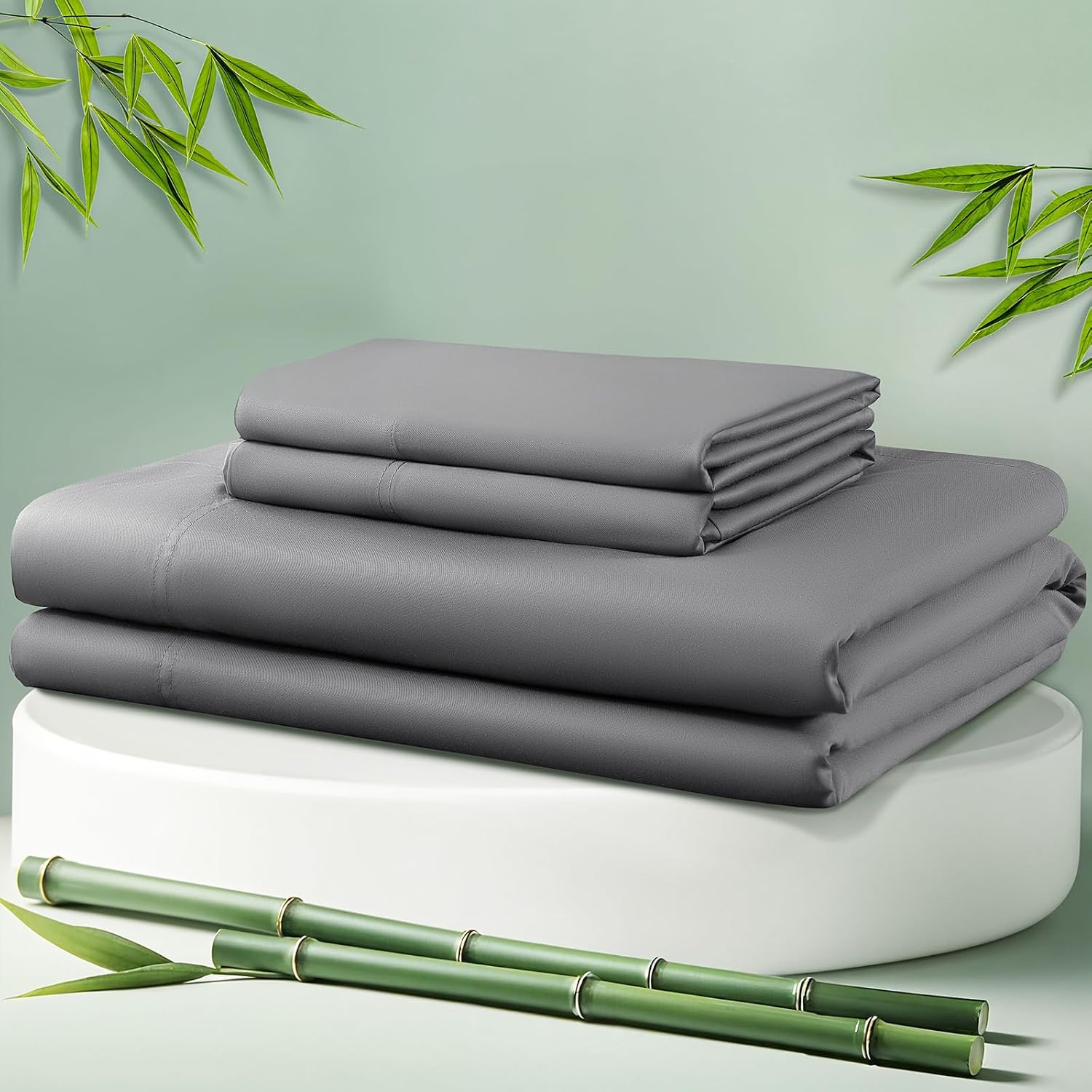 Detalle de LBRO2M King Rayon-Derived-from-Bamboo Sheet Set, Cooling Feel, 16-Inch Pockets
