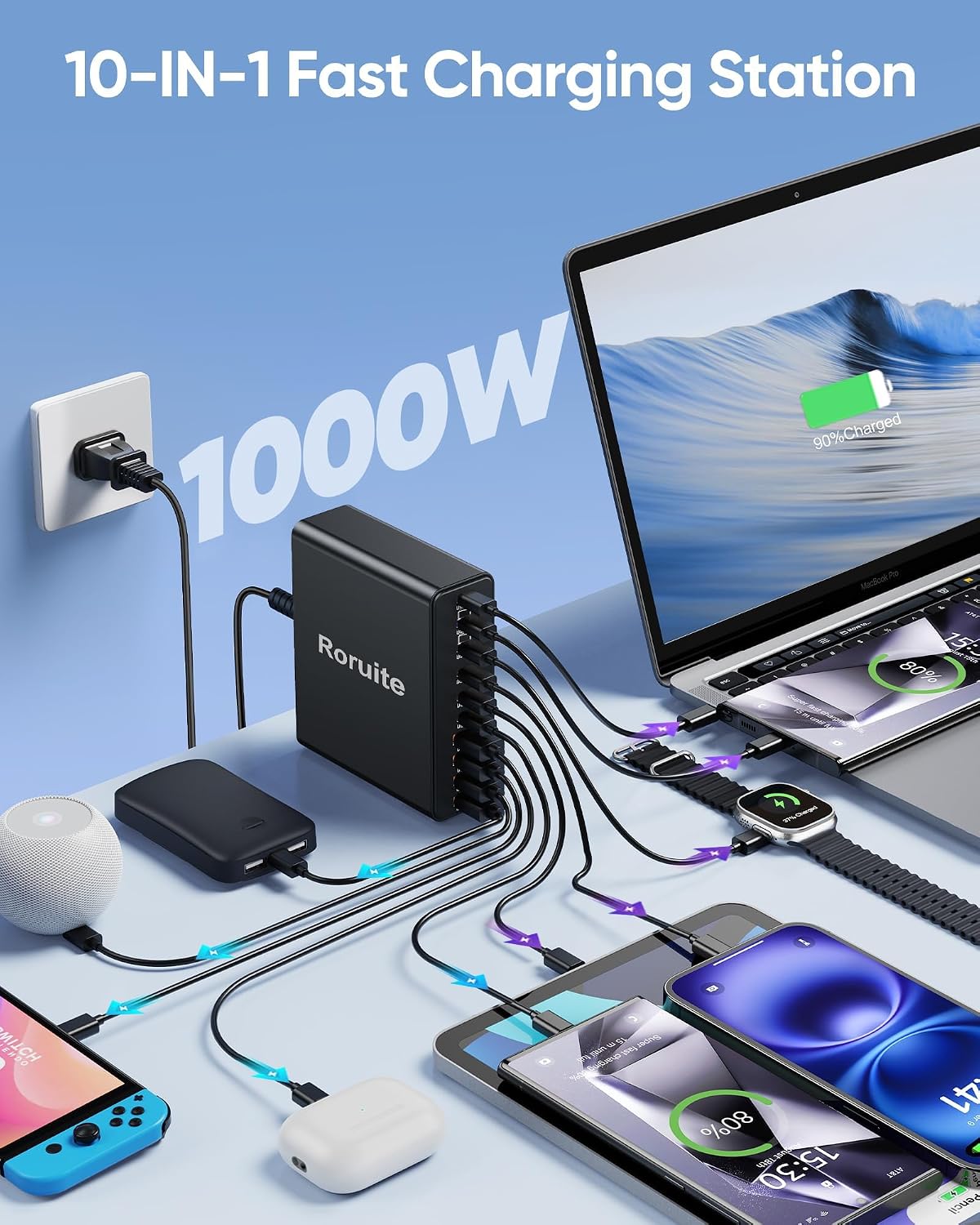 Detalle 2 de GaN5 120W USB Charging Station 10-Port 🔌