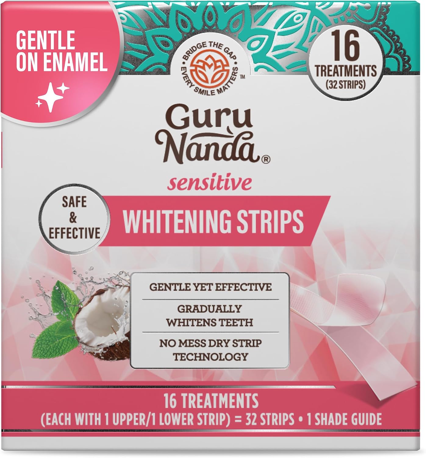 Detalle de GuruNanda Teeth Whitening Strips, 16-Day Treatment