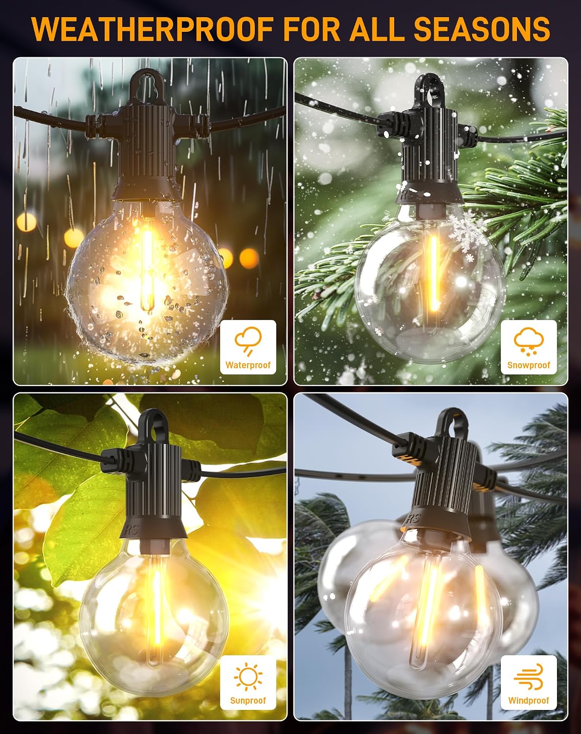 Thumbnail 3 de Zuske Outdoor Festoon Lights Mains Powered 20m, IP65, 30+2 Shatterproof Bulbs – Warm White