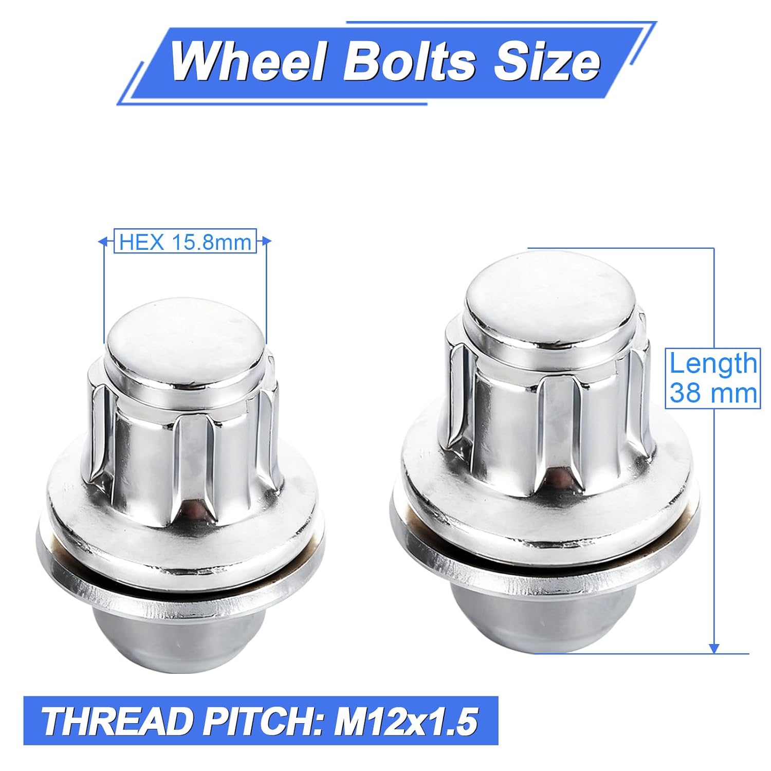 Detalle 2 de ERMWALR M12x1.5 Wheel Lug Nuts (5 Pcs) – For Toyota, Jaguar, Lexus, Mitsubishi with Mag Washer, Locking Style