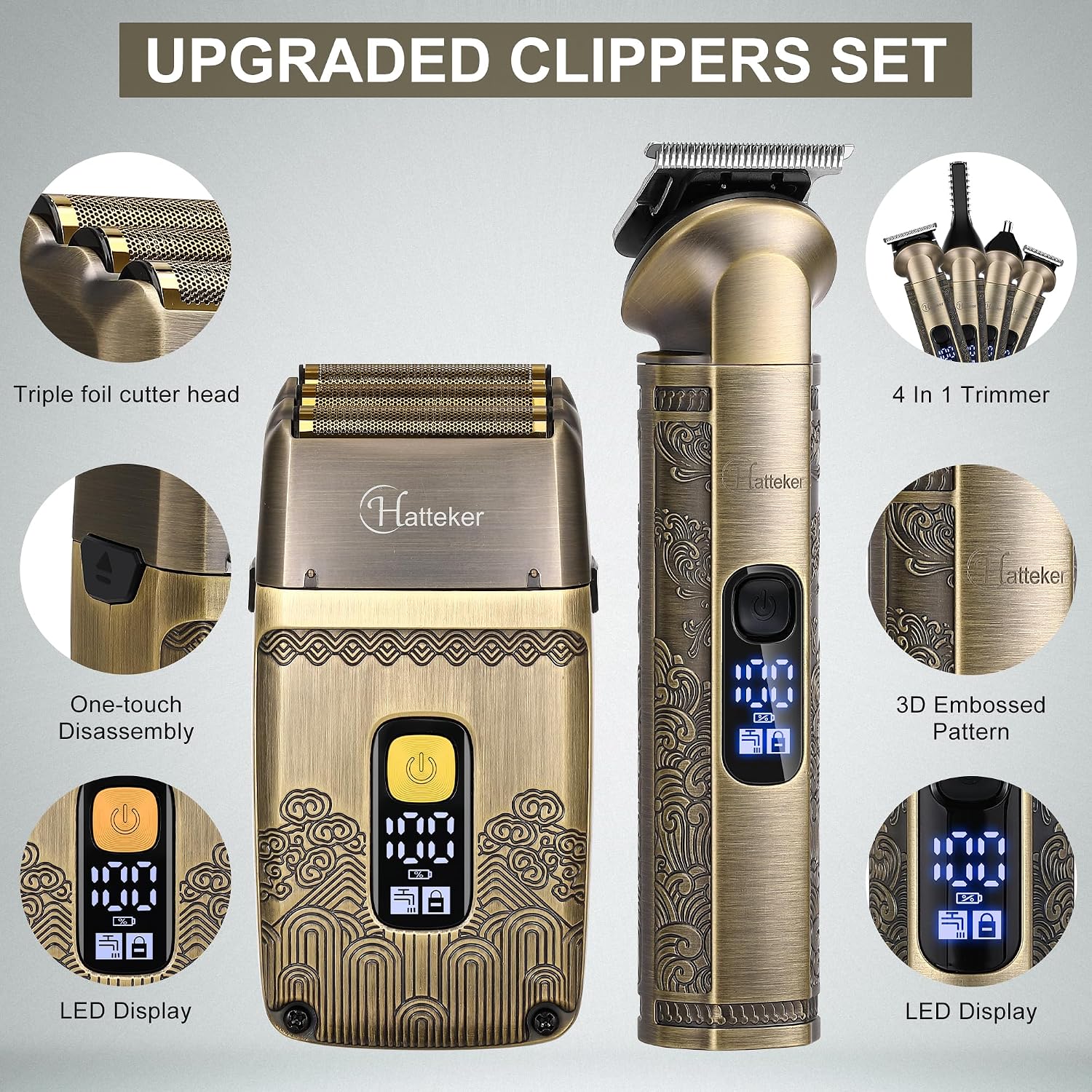 Detalle de Hatteker Men's Beard Trimmer Professional Cordless Waterproof Grooming Kit