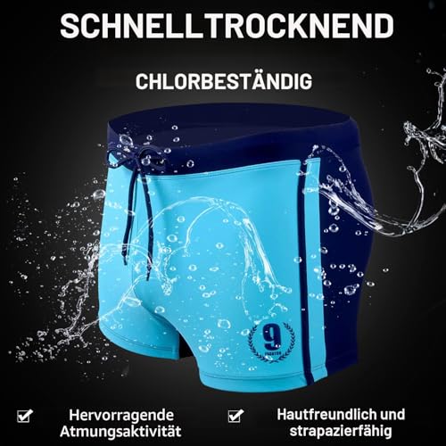 Detalle de Arcweg Badehose Herren Eng Kurz mit Tunnelzug – Blau, UV-Schutz, Größe XL (EU)