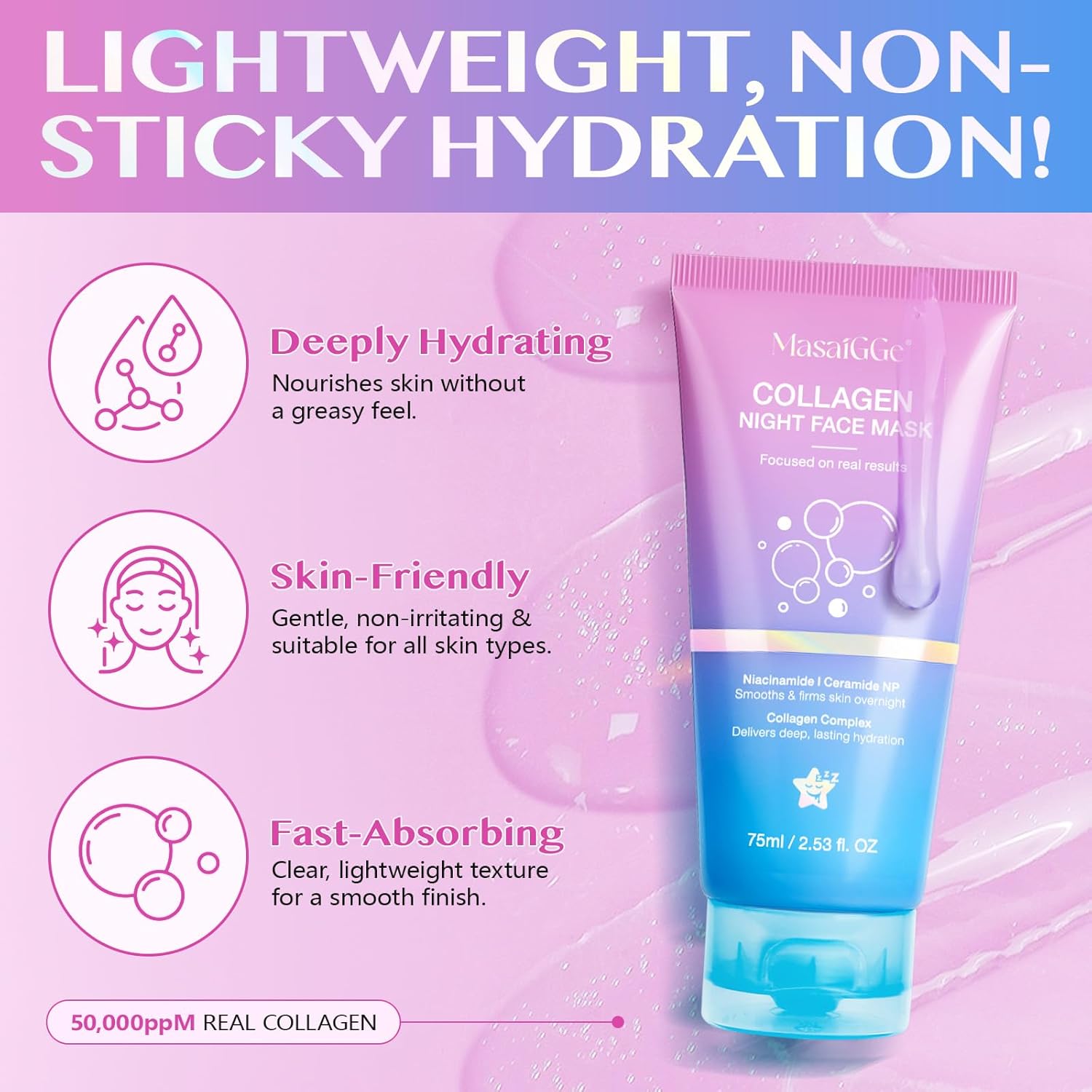 Detalle de Collagen Night Wrapping Mask maschera notte al collagene 🌙