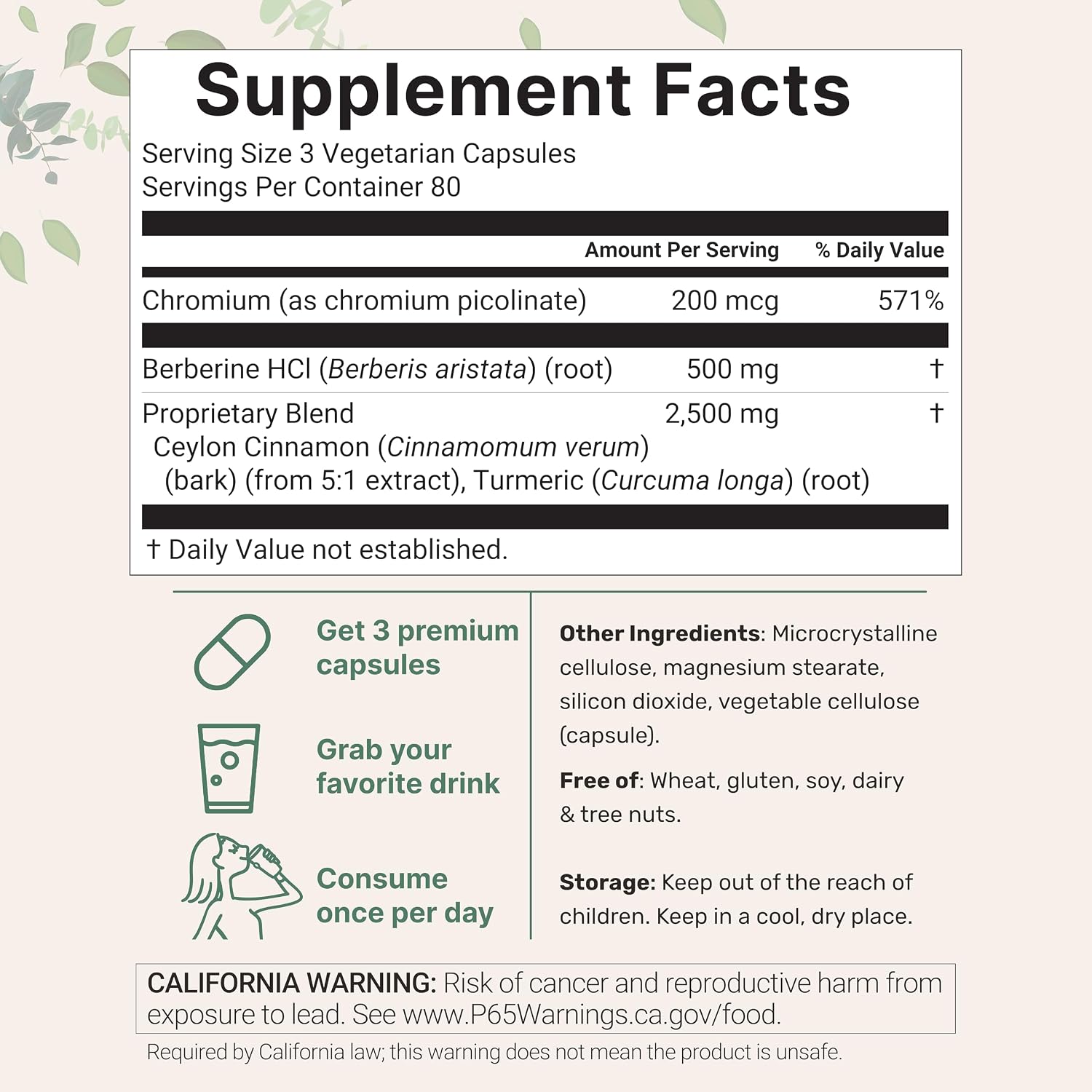 Detalle de Micro Ingredients Berberine Supplement, 240 Veggie Capsules