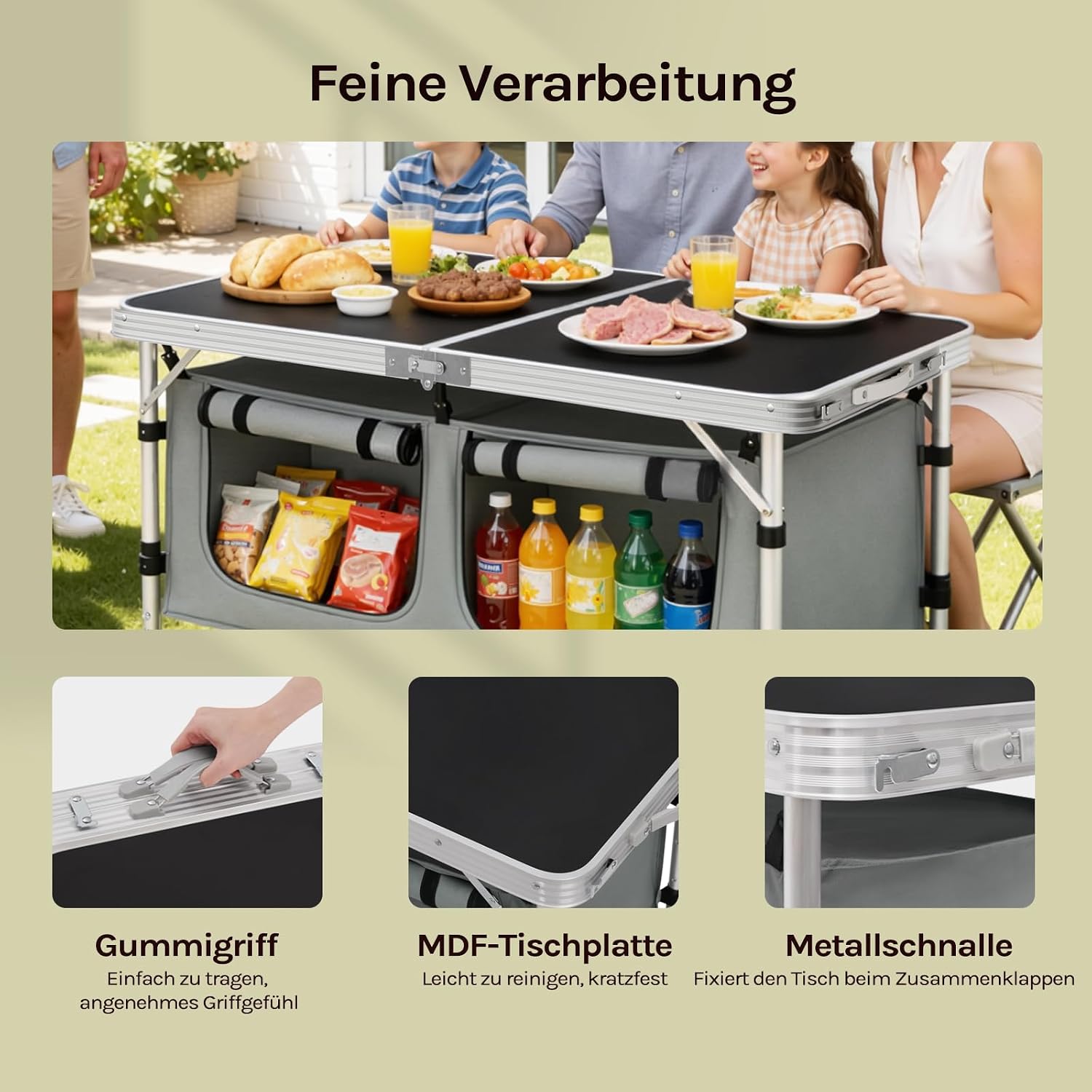 Thumbnail 5 de WOLTU faltbar Campingschrank Alu Campingtisch mit Stauraum – höhenverstellbar, robust & kompakt