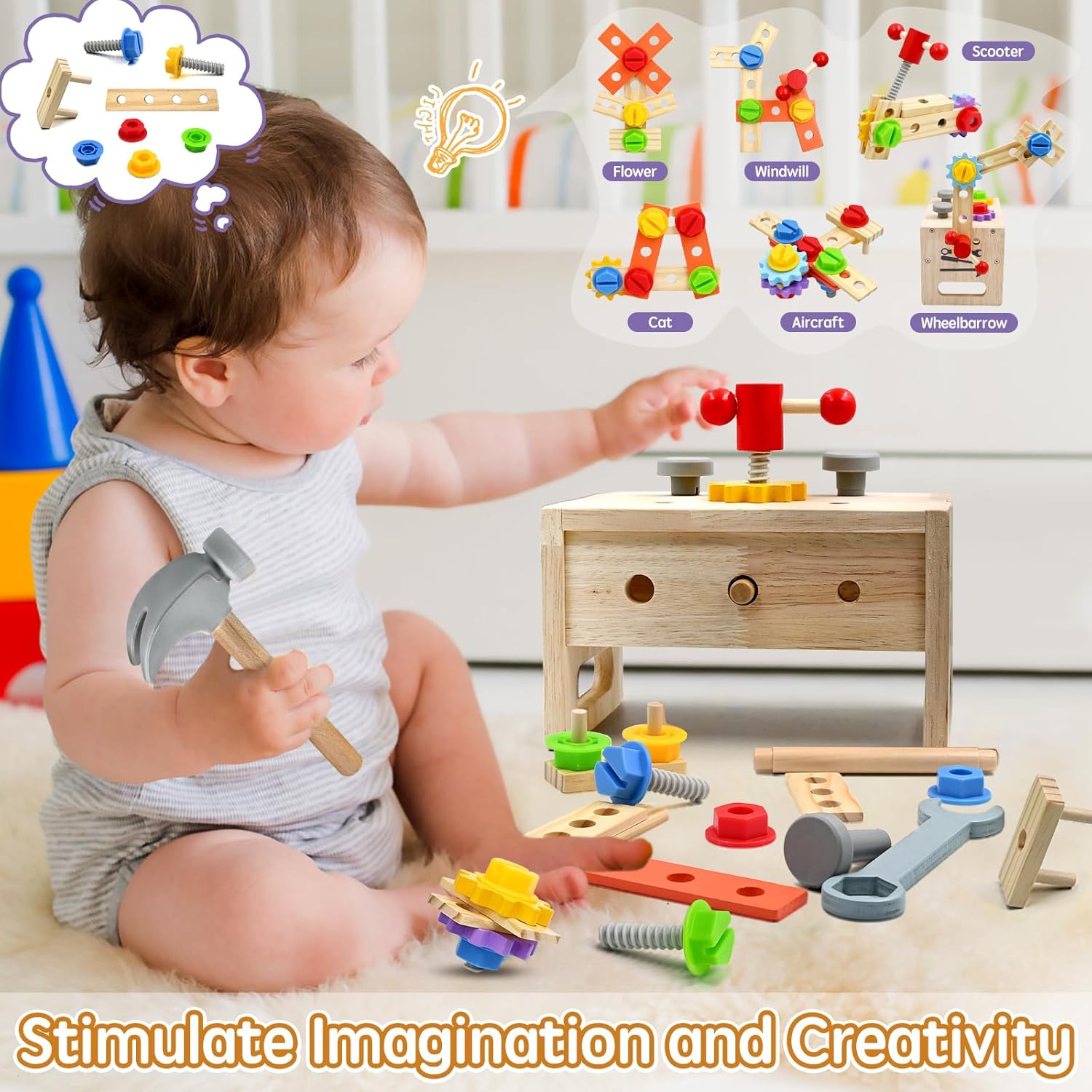 Thumbnail 2 de AiTuiTui Coffret d’outils en bois Montessori DIY (29 pièces) pour enfants dès 3 ans