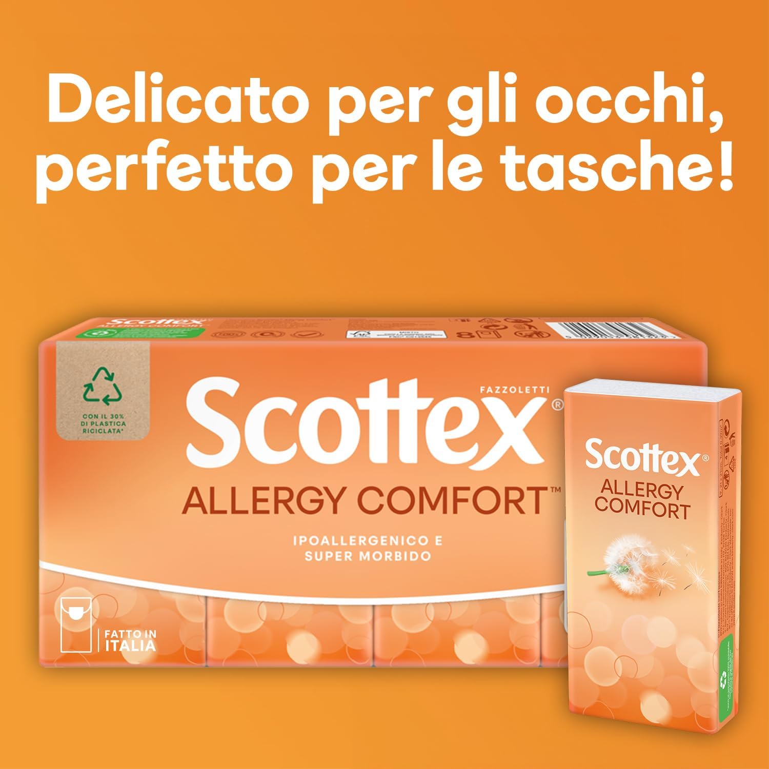Detalle 2 de Scottex Fazzoletti Pocket Allergy — carta ipoallergenica e morbida, testati oftalmologicamente (confezione da 80 pacchetti)