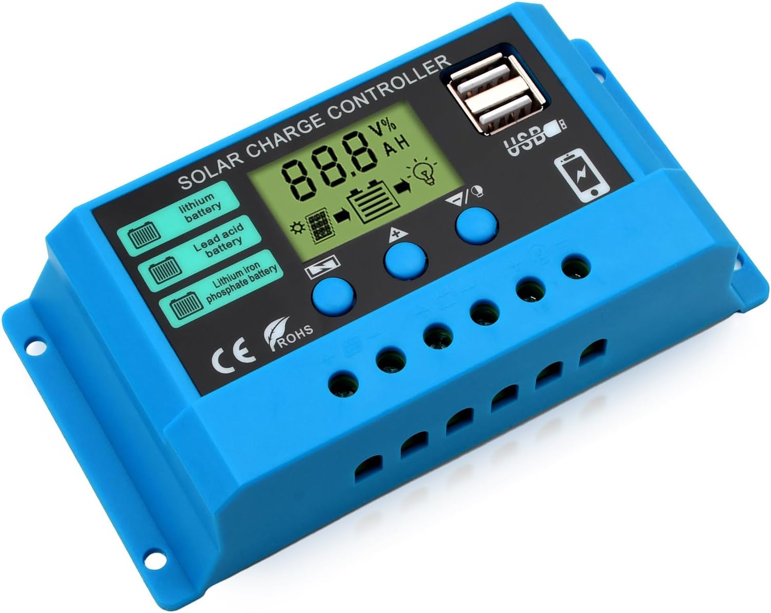 Detalle de diymore 30 A solcellsladdningsregulator för 12 V/24 V med LCD och USB
