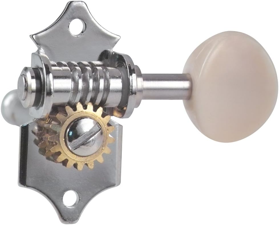 Detalle de Golden Gate F-2215 Vintage Acoustic Guitar Tuners, Nickel 3+3 Open-Gear