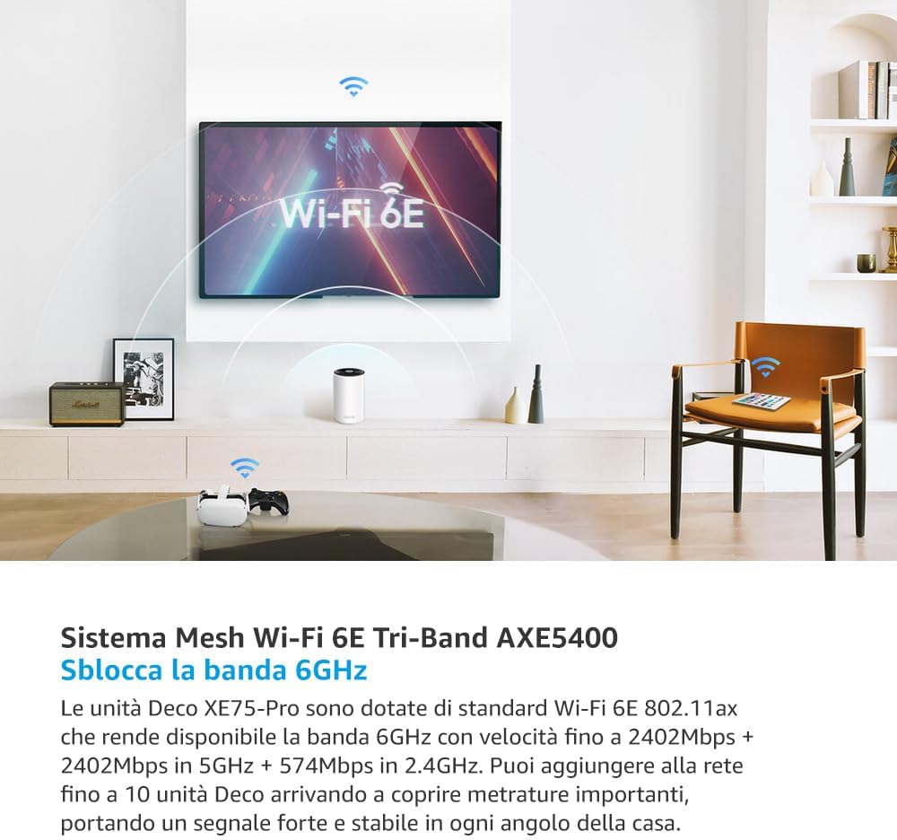 Thumbnail 1 de TP-Link Deco XE75 Pro router mesh WiFi 6E AXE5400 2 pezzi 📶