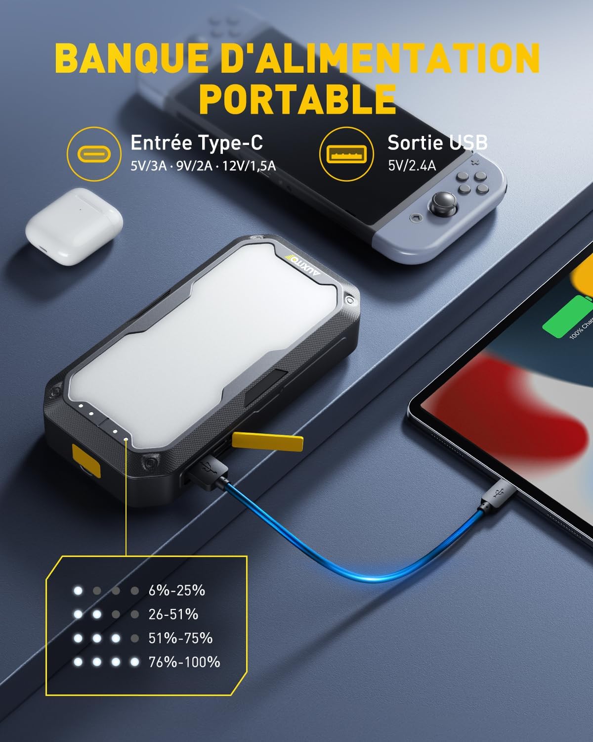 Thumbnail 3 de AUXITO Booster Batterie Voiture 5000A 12V 10L/8L – Démarreur, Powerbank et Lampe LED UltraSafe
