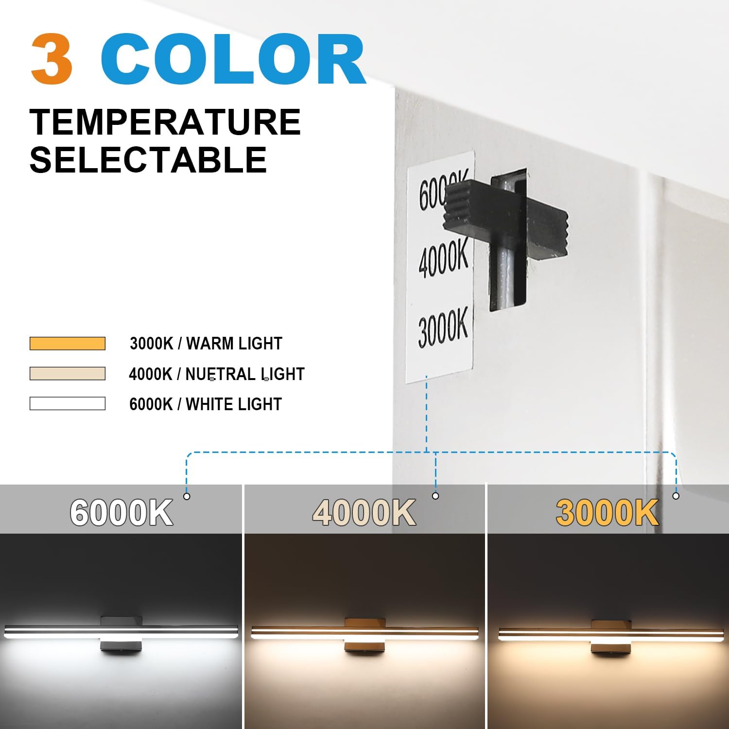 Detalle 2 de SineRise c73d3d5f-c3bb-4dd1-b35f-22a3c5066878 32-Inch LED Vanity Light, Chrome