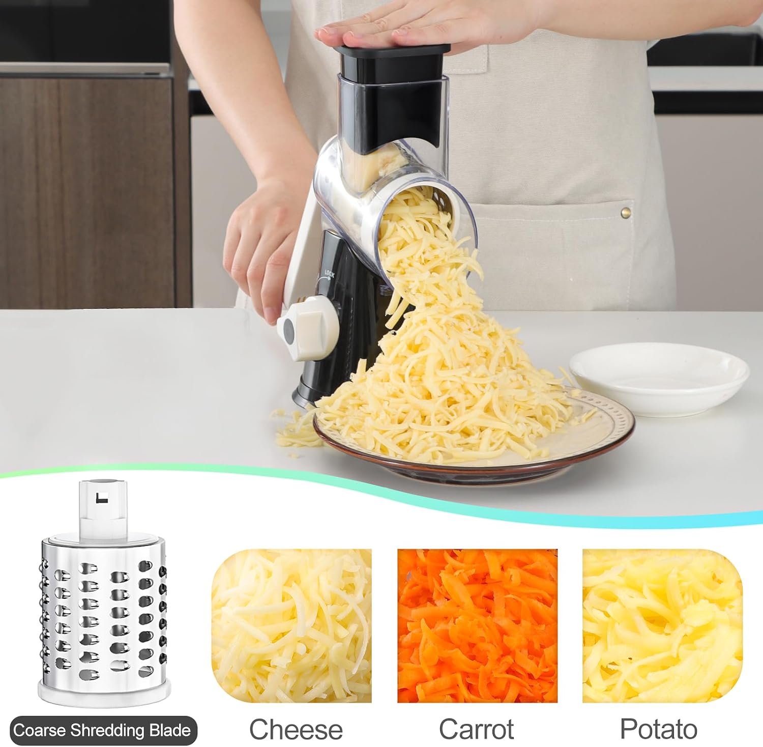 Thumbnail 2 de Ourokhome Manual Rotary Cheese Grater with Hand Crank