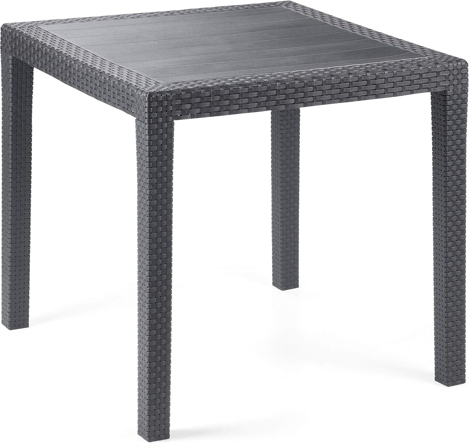 Dmora Tavolo da esterno Agrigento – Tovolo quadrato 79x79 cm, effetto rattan, Antracite, Made in Italy