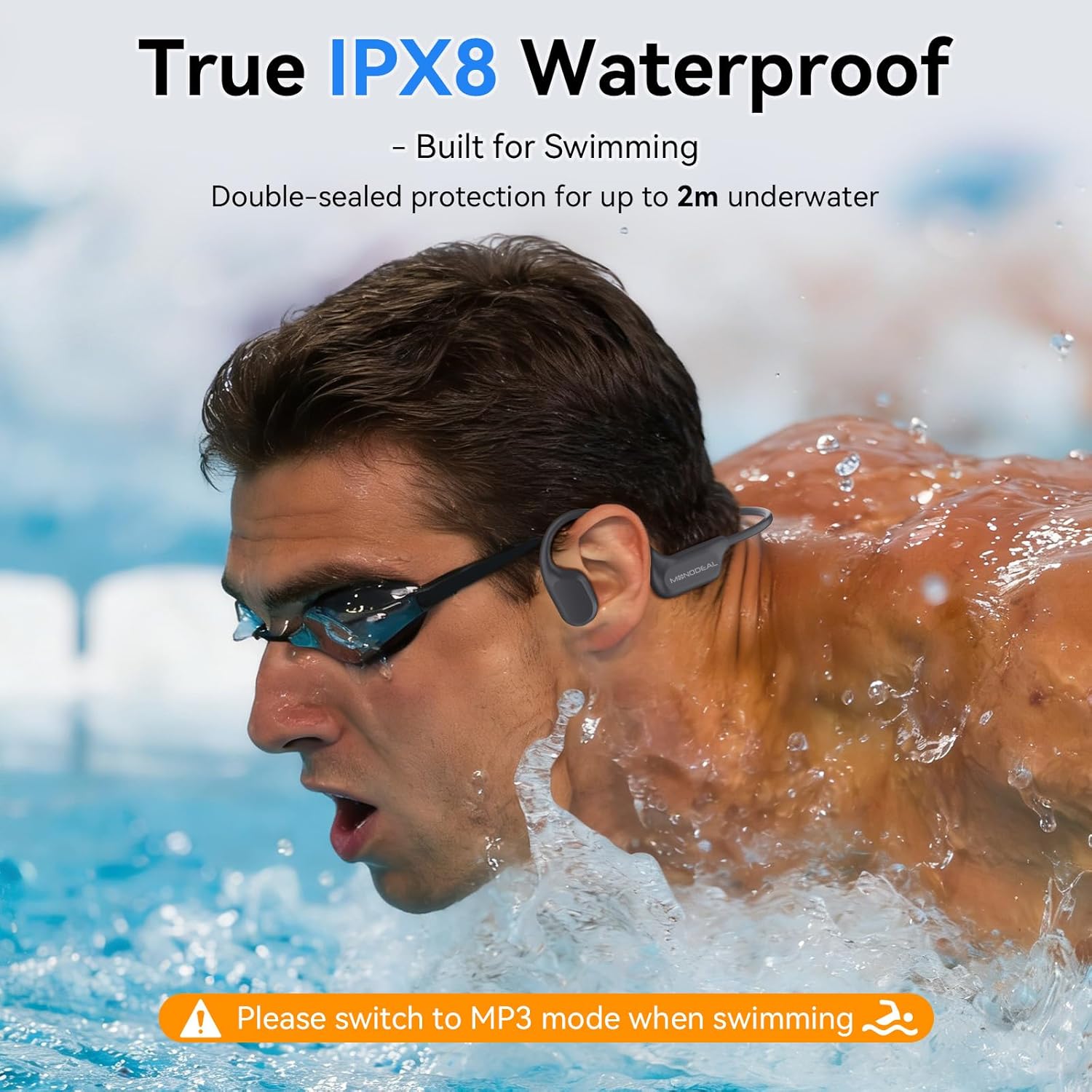 Thumbnail 1 de MONODEAL Knochenschall-Kopfhörer fürs Schwimmen: Bluetooth 6.0, IPX8, 16 GB MP3