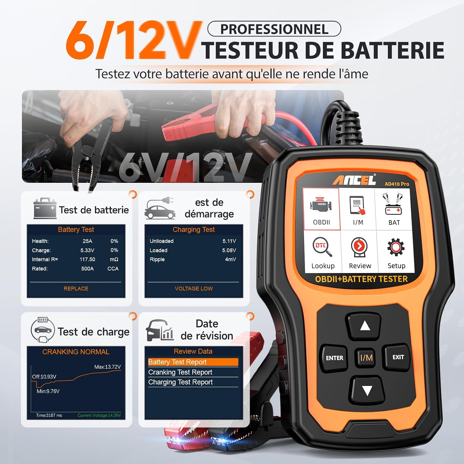 Thumbnail 4 de ANCEL AD410PLUS valise diagnostic OBD2 et testeur batterie 12V