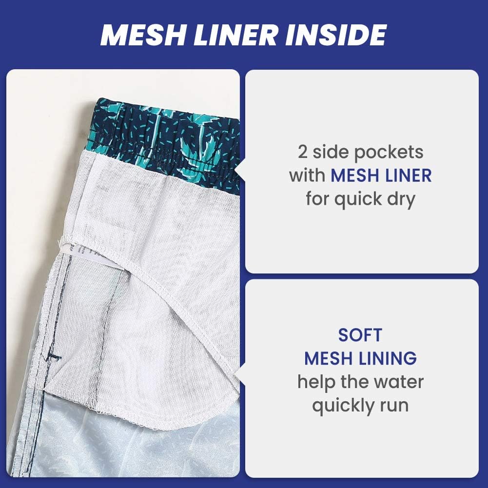 Detalle de MaaMgic Herren-Badehose mit Mesh-Futter (18 cm Innenlänge) – Schnelltrocknende Boardshorts für Strand, Surfen & Training