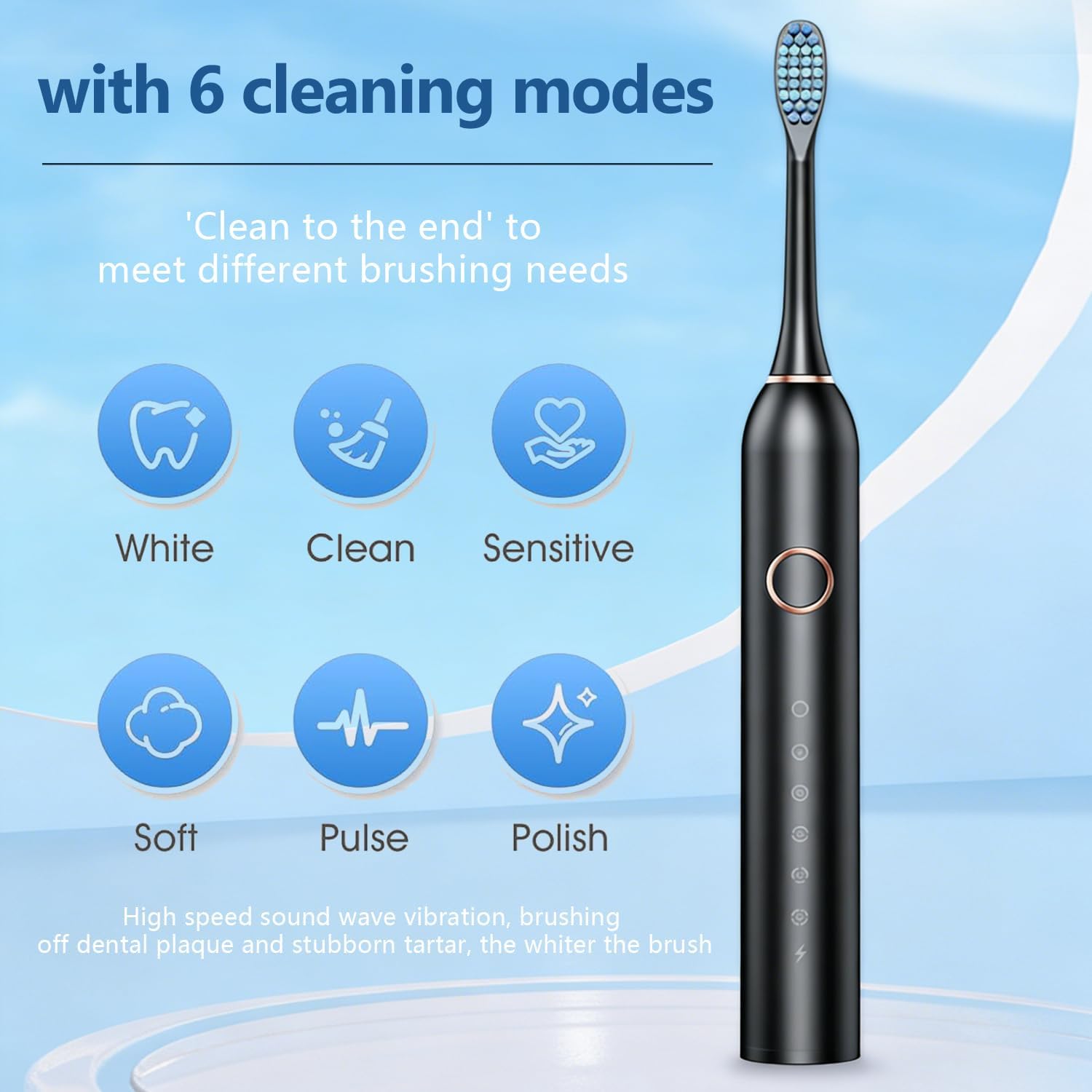 Thumbnail 5 de 7MAGIC Sonic Electric Toothbrush for Adults with 8 Brush Heads, Travel Case, 6 Modes & IPX7