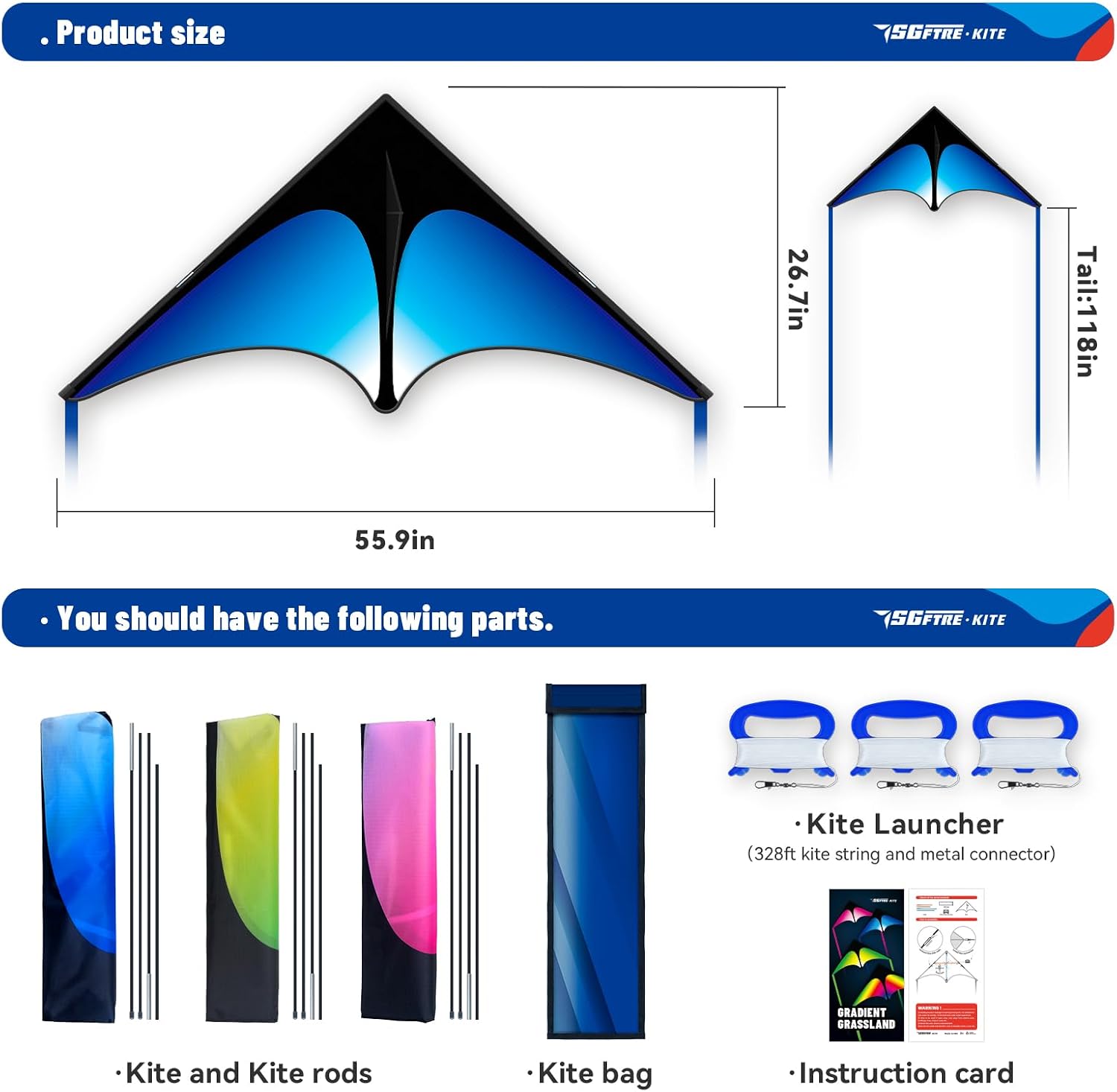 Thumbnail 5 de SGftre Delta Kite Three Set for Kids and Adults — Easy-to-Fly Family Delta Kites for Parks and Beach