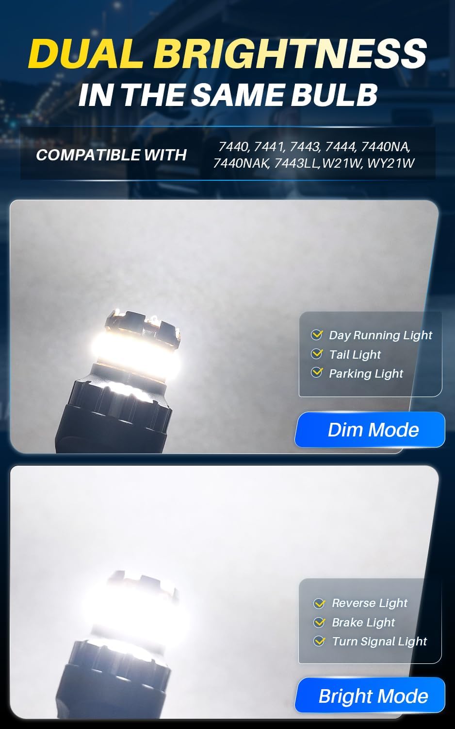 Detalle 2 de AUTOONE LED reverse light bulb 7440