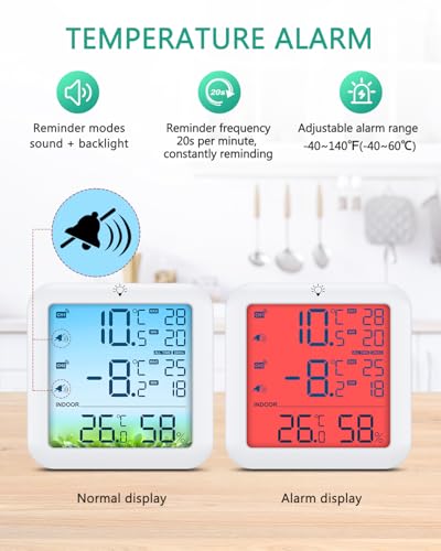 Detalle de ORIA Wireless Fridge Freezer Thermometer with 2 Sensors and Alarms